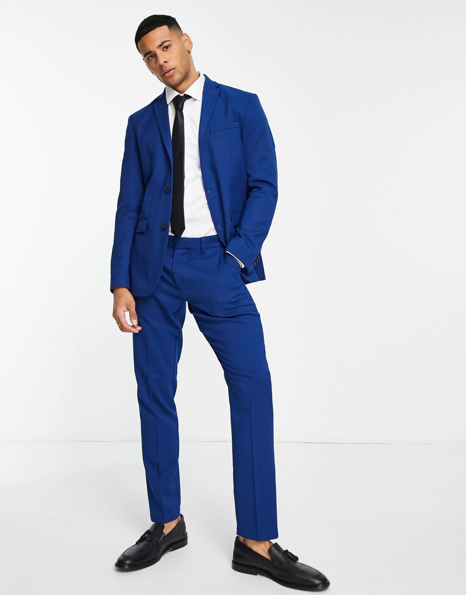 New Look slim suit trousers in indigo - ASOS Sample Sale