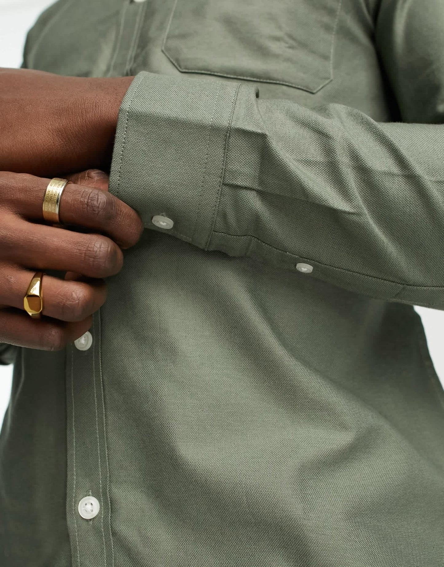 New Look smart long sleeve oxford shirt in khaki - ASOS Sample Sale