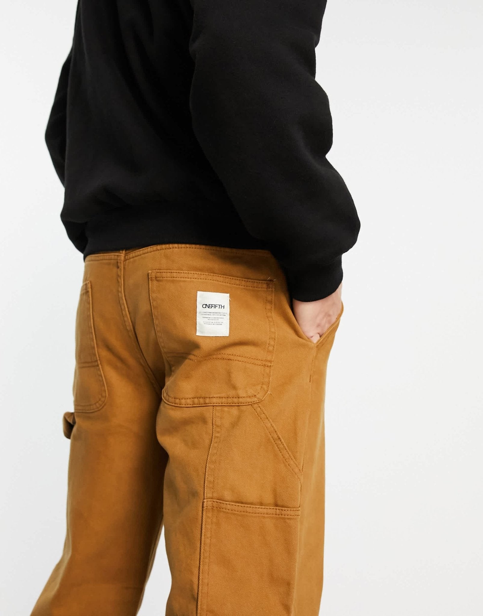 New Look straight fit carpenters trousers in brown - ASOS Sample Sale