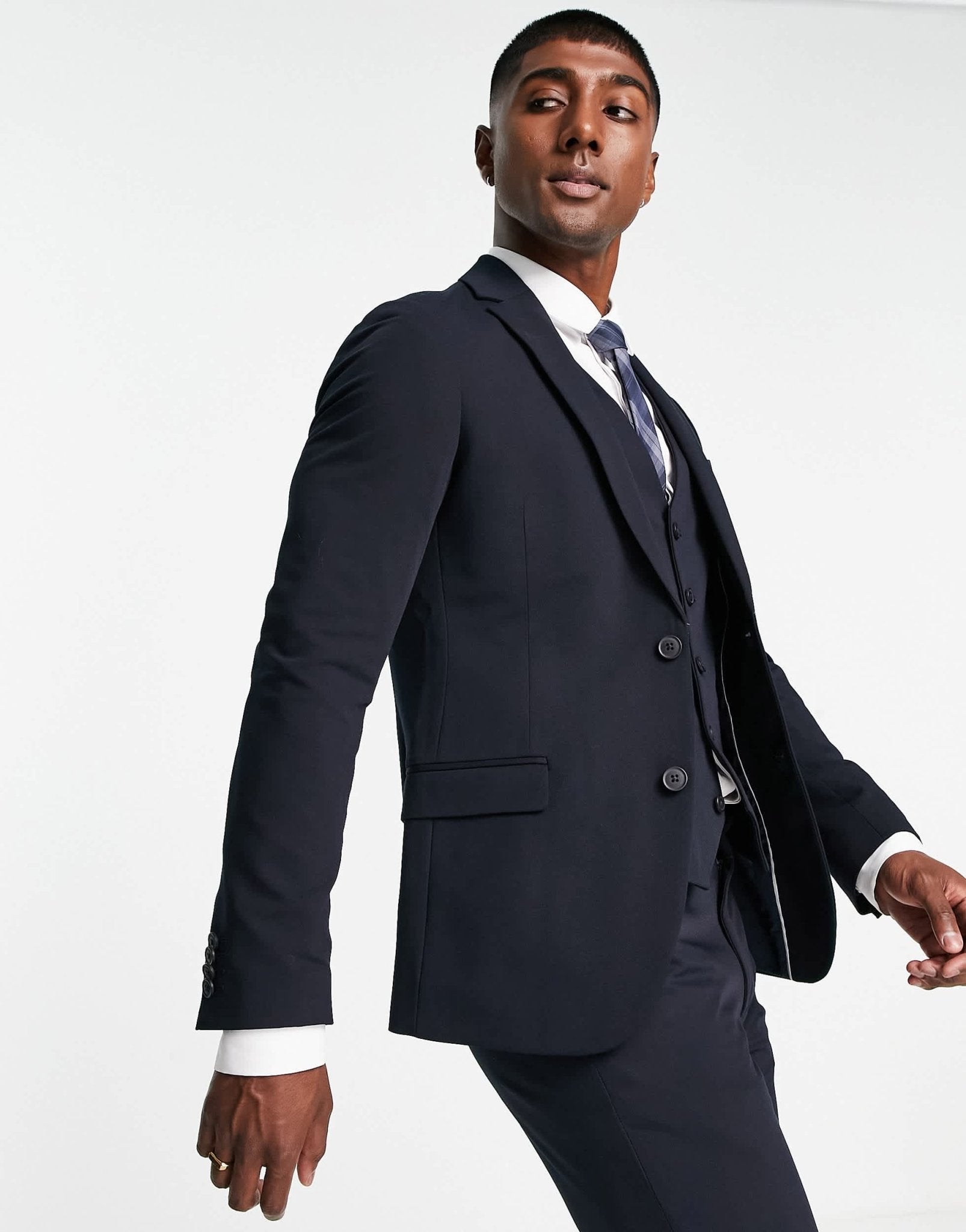 New Look super skinny suit jacket in navy - ASOS Sample Sale
