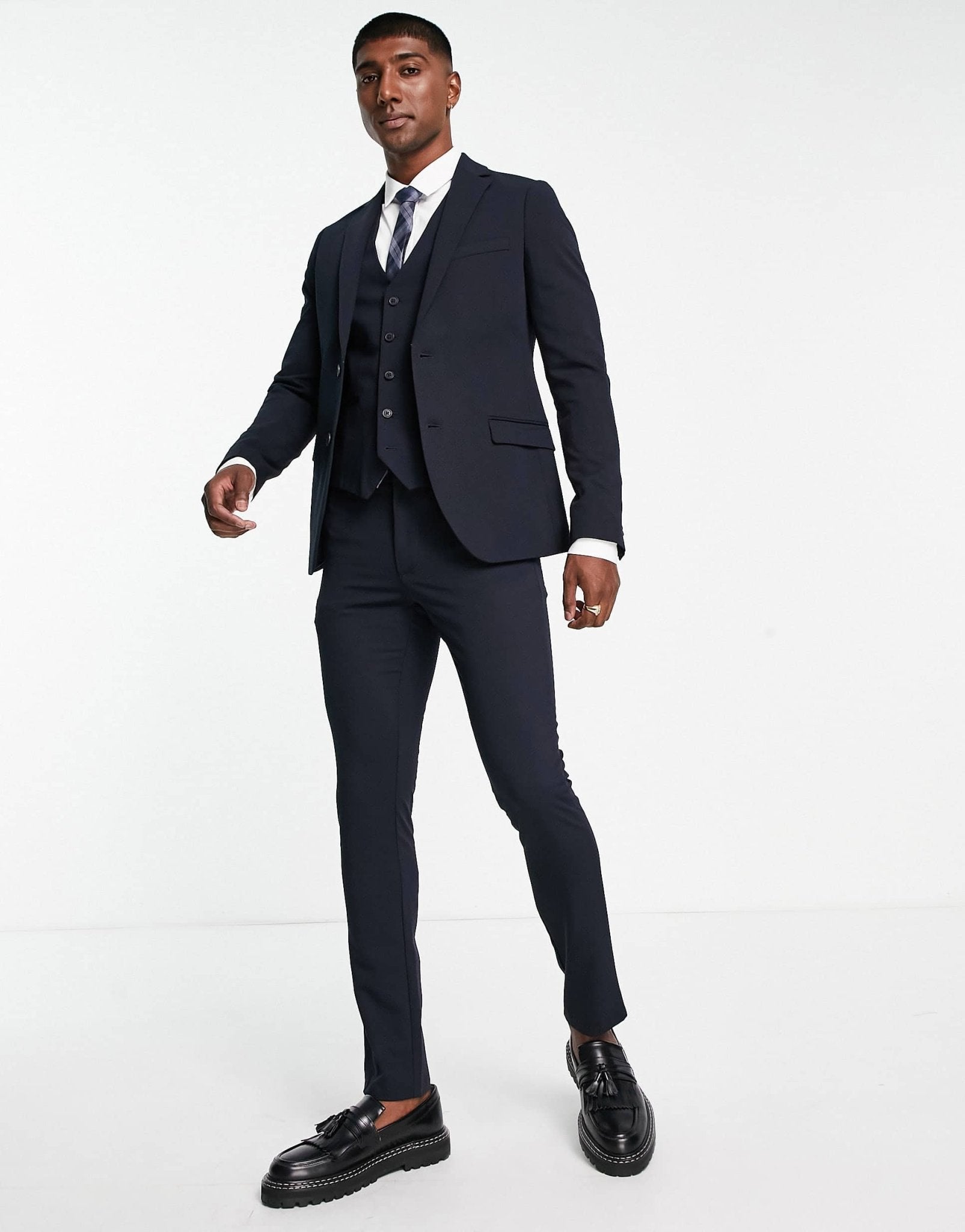 New Look super skinny suit jacket in navy - ASOS Sample Sale