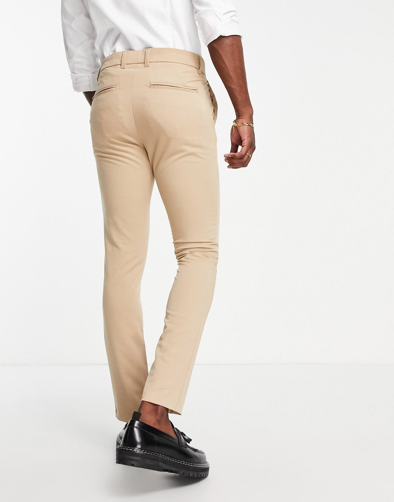 New Look super skinny suit trouser in stone - ASOS Sample Sale