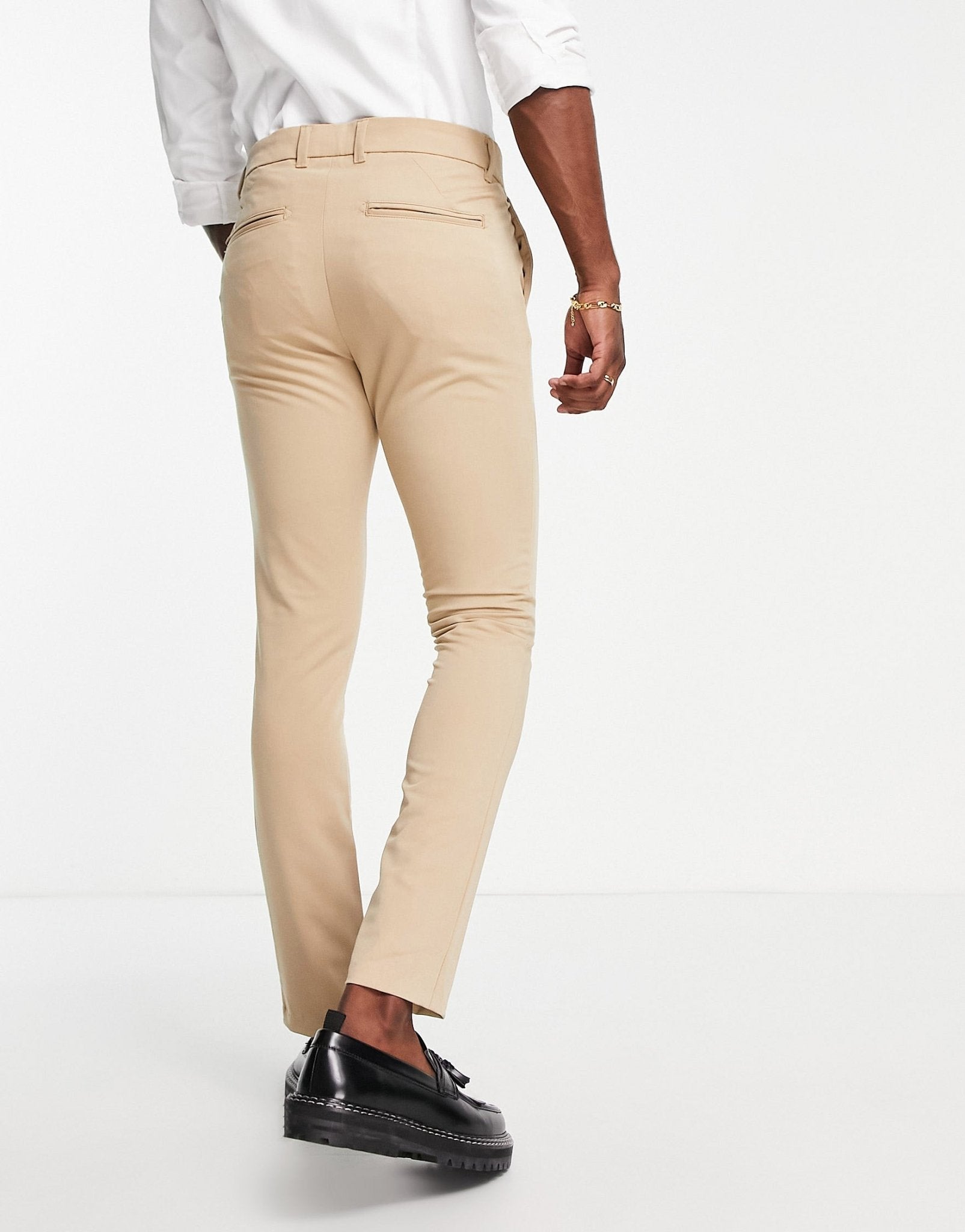 New Look super skinny suit trouser in stone - ASOS Sample Sale