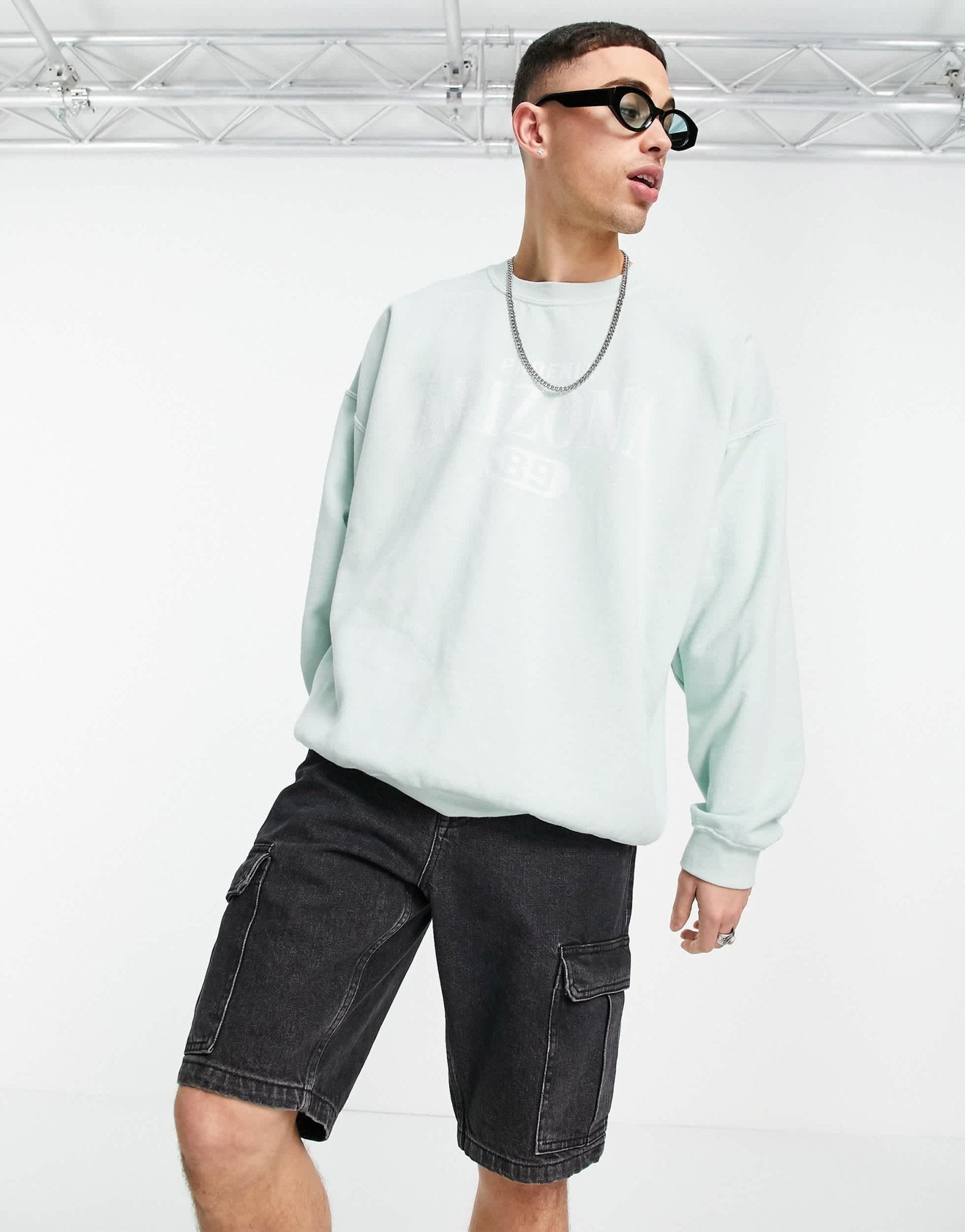 New Look sweat with Arizona print in sage overdye - ASOS Sample Sale