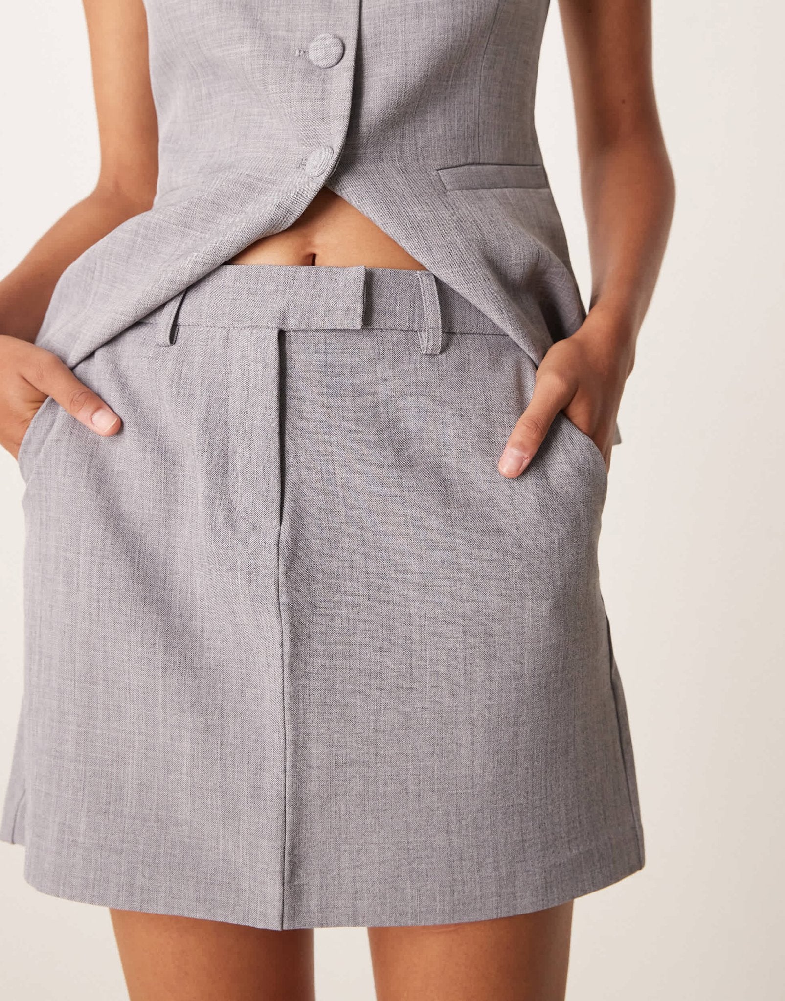 New Look tailored mini skirt co - ord in grey - ASOS Sample Sale