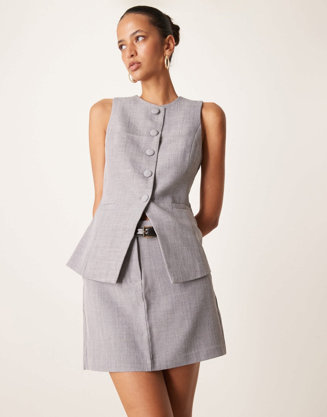 New Look tailored mini skirt co - ord in grey - ASOS Sample Sale