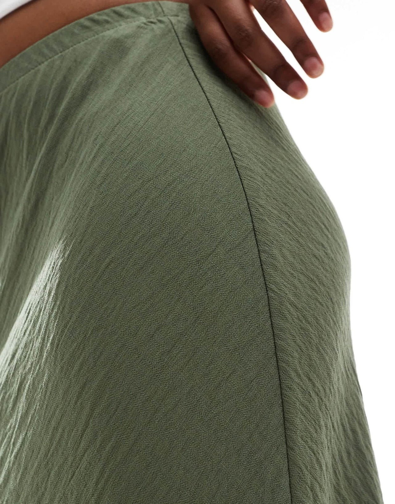New Look textured drawstring midi skirt in khaki - ASOS Sample Sale