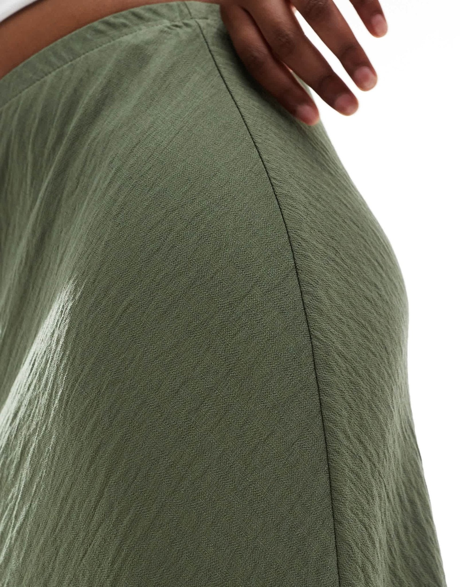 New Look textured drawstring midi skirt in khaki - ASOS Sample Sale