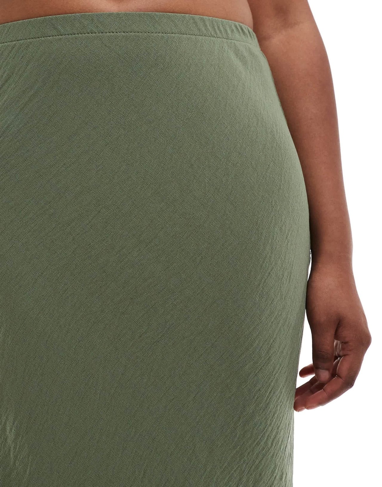 New Look textured drawstring midi skirt in khaki - ASOS Sample Sale