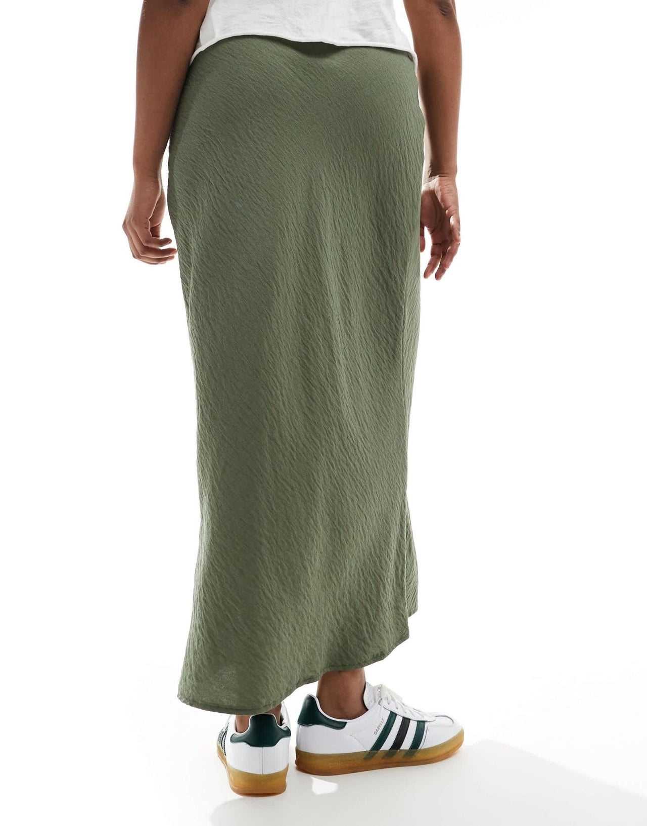 New Look textured drawstring midi skirt in khaki - ASOS Sample Sale