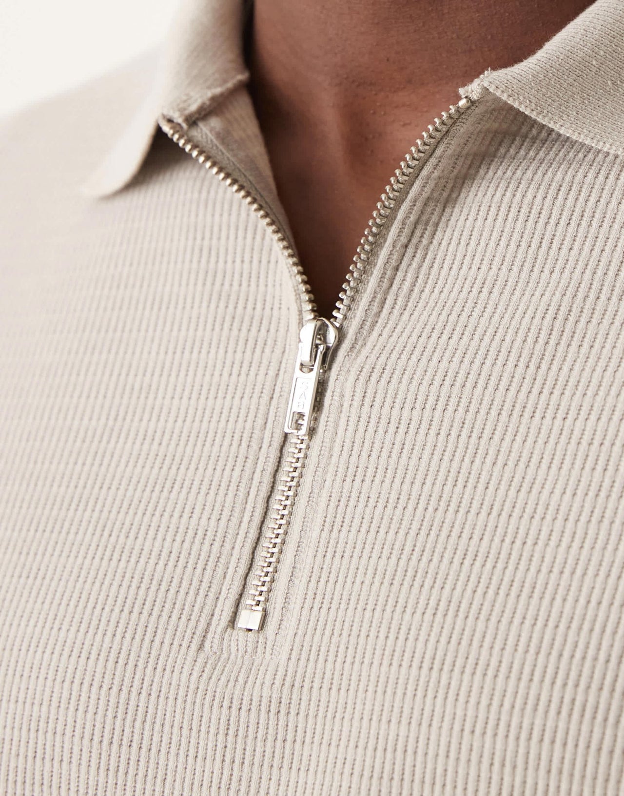 New Look textured long sleeve polo shirt in stone - ASOS Sample Sale