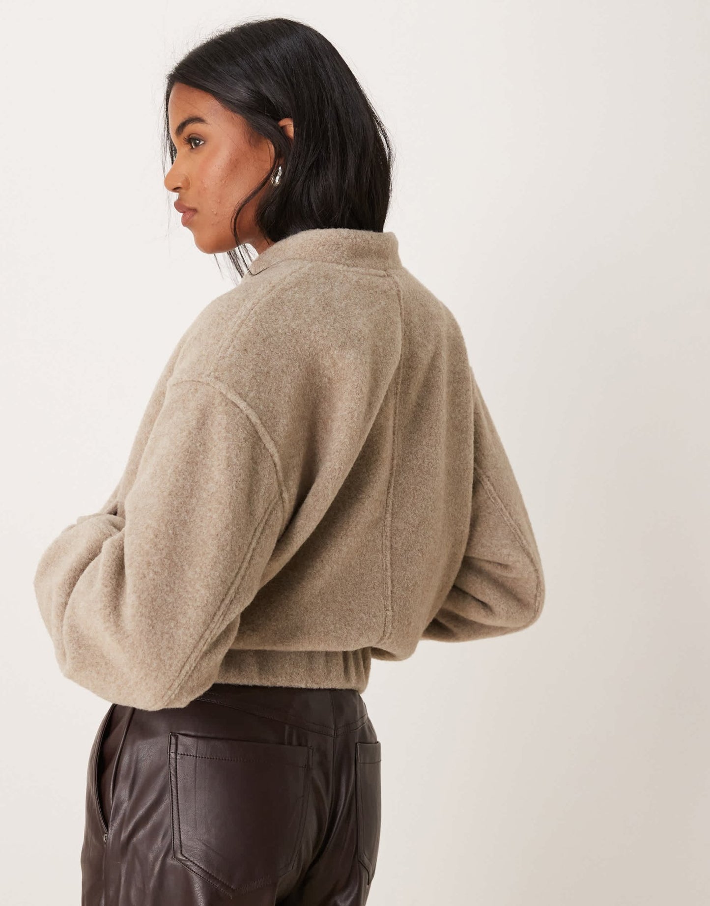 New Look textured oversized bomber jacket in mink - ASOS Sample Sale