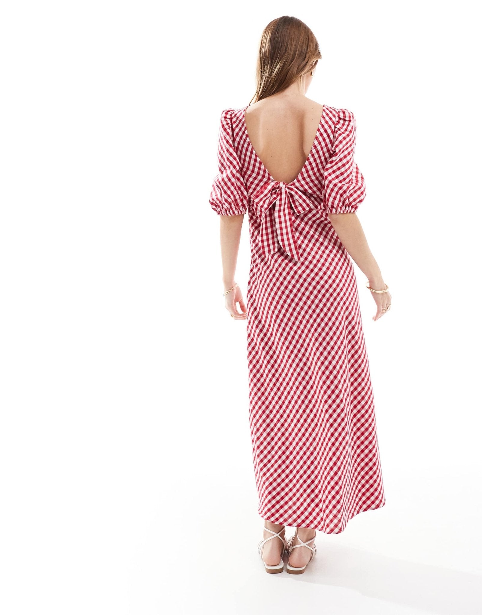 New Look tie back midi dress in red gingham - ASOS Sample Sale