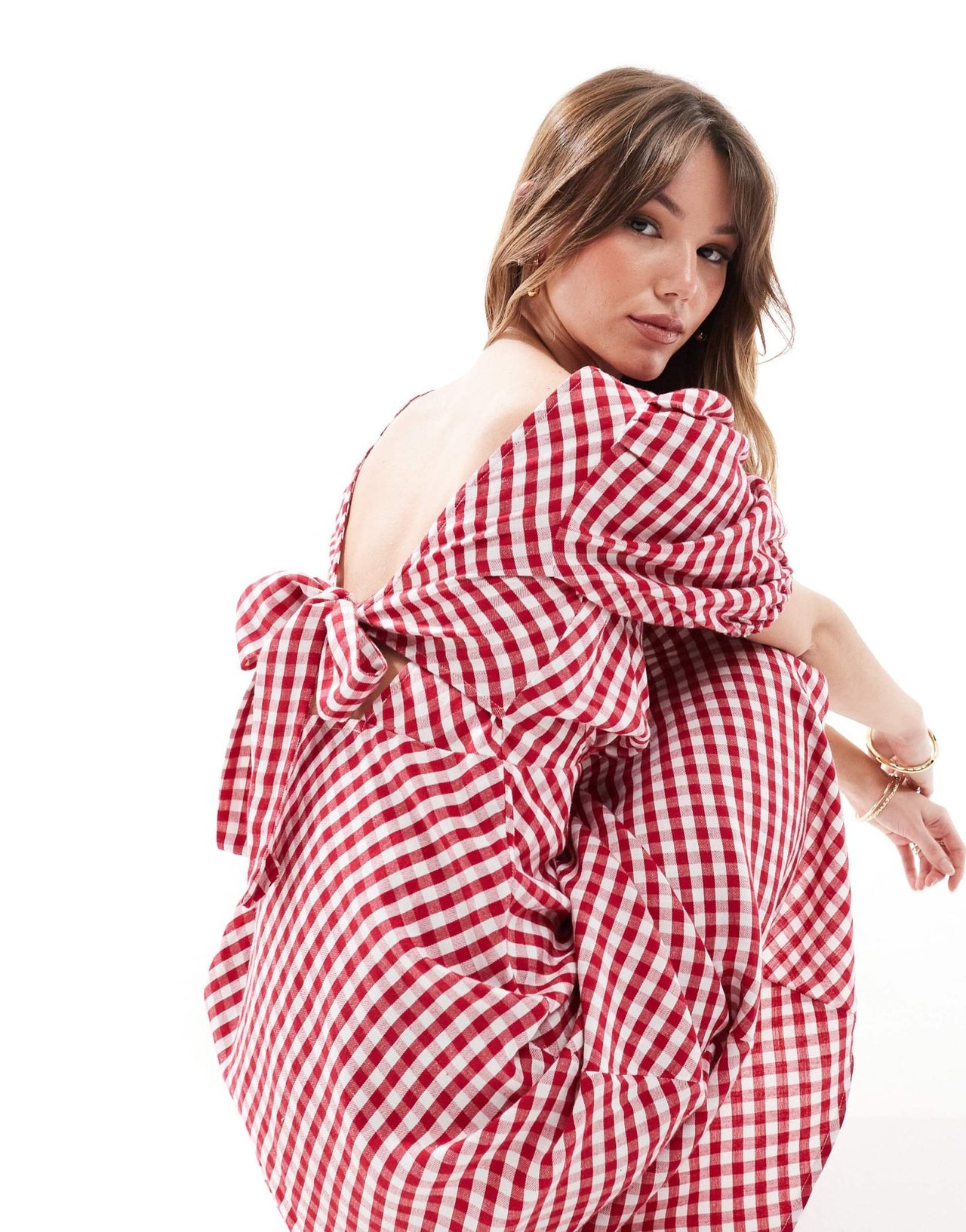 New Look tie back midi dress in red gingham - ASOS Sample Sale