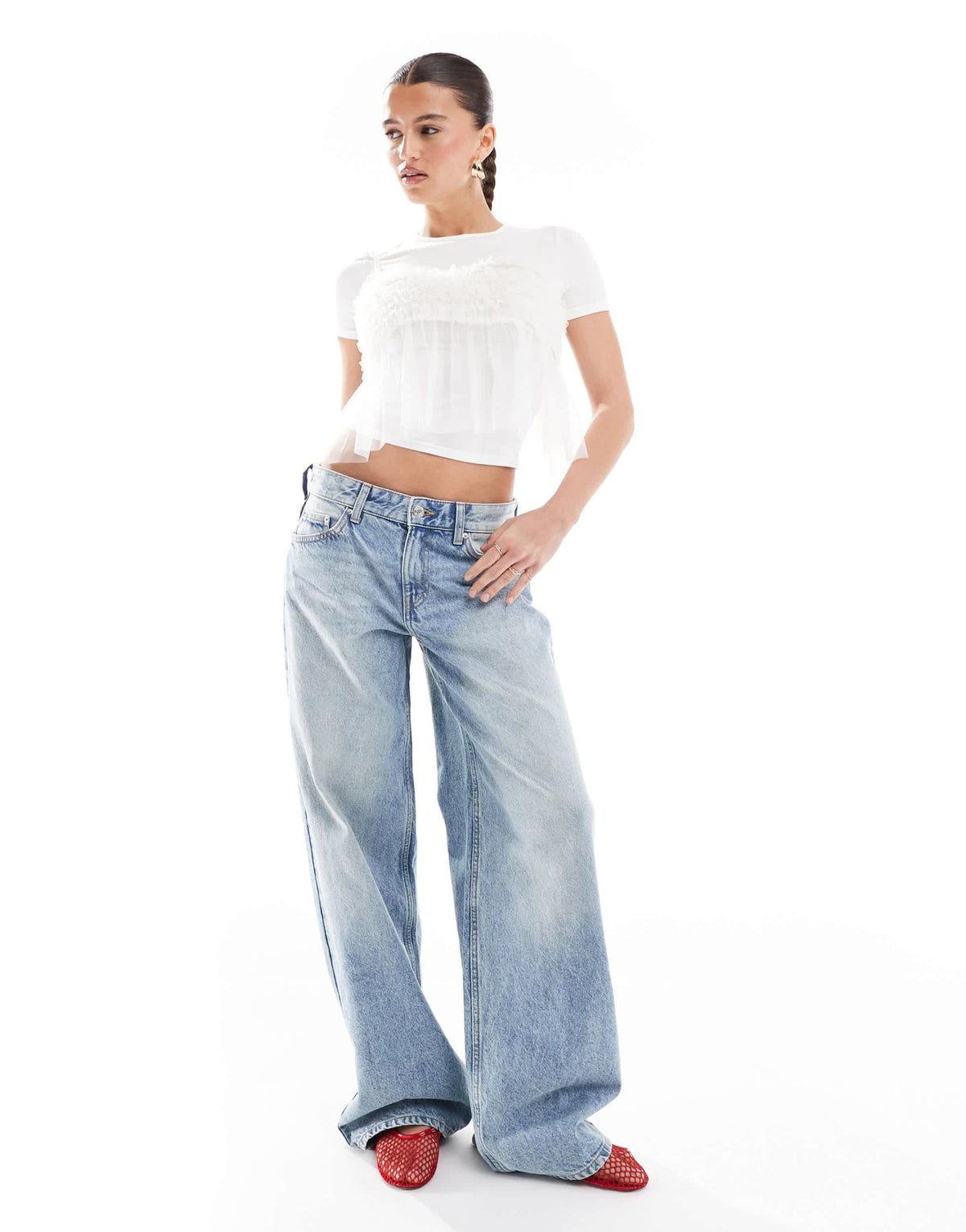 New Look tulle t-shirt in off white - ASOS Sample Sale