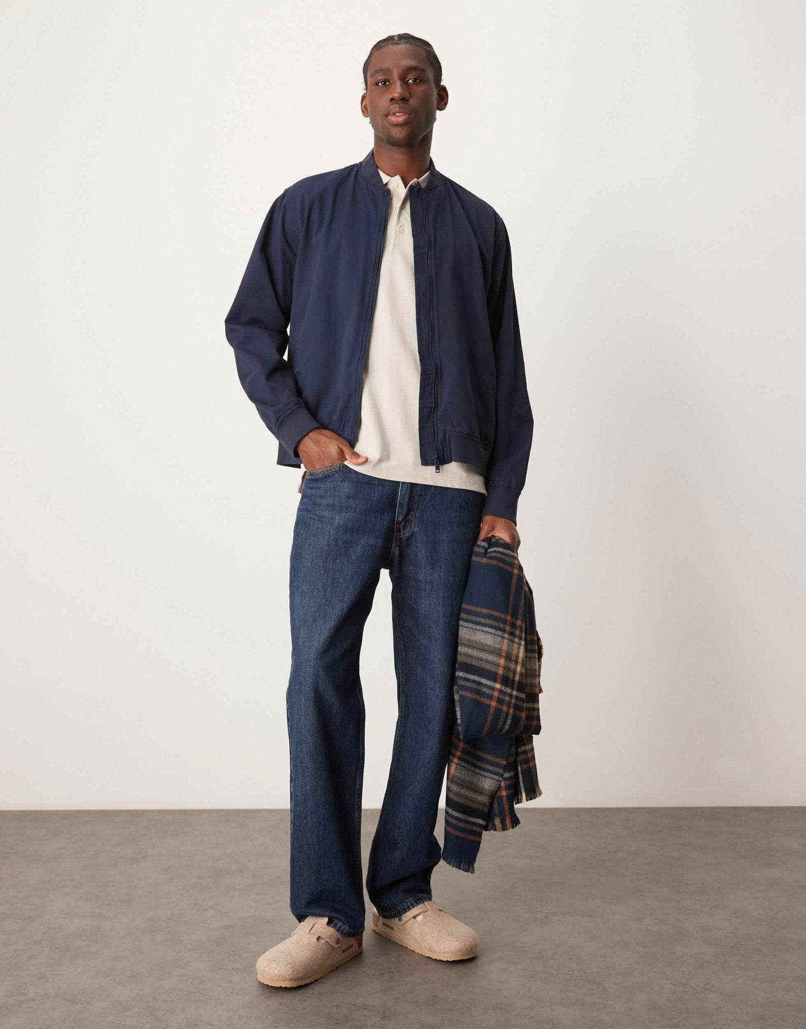 New Look twill bomber jacket in navy - ASOS Sample Sale