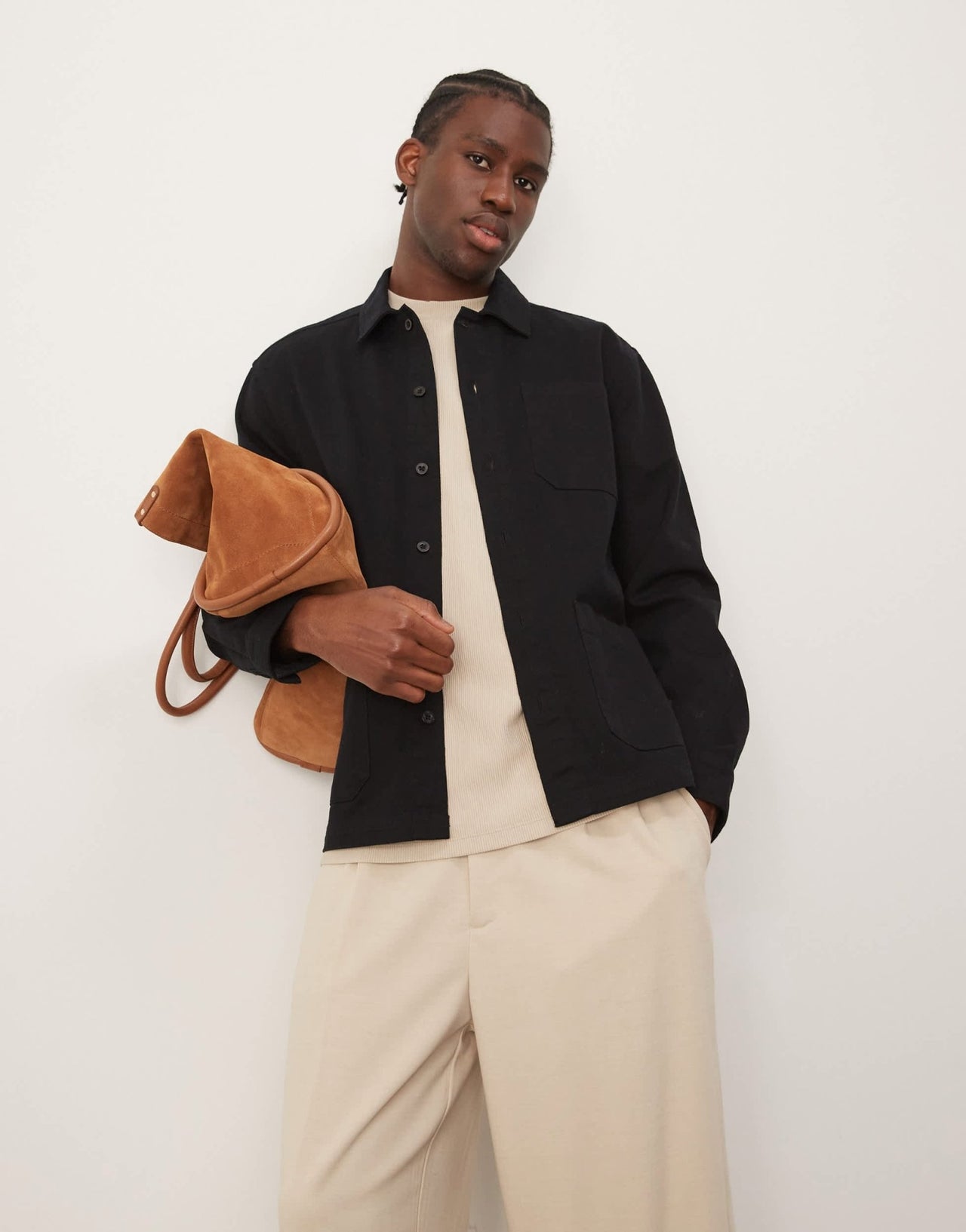 New Look twill overshirt in black - ASOS Sample Sale
