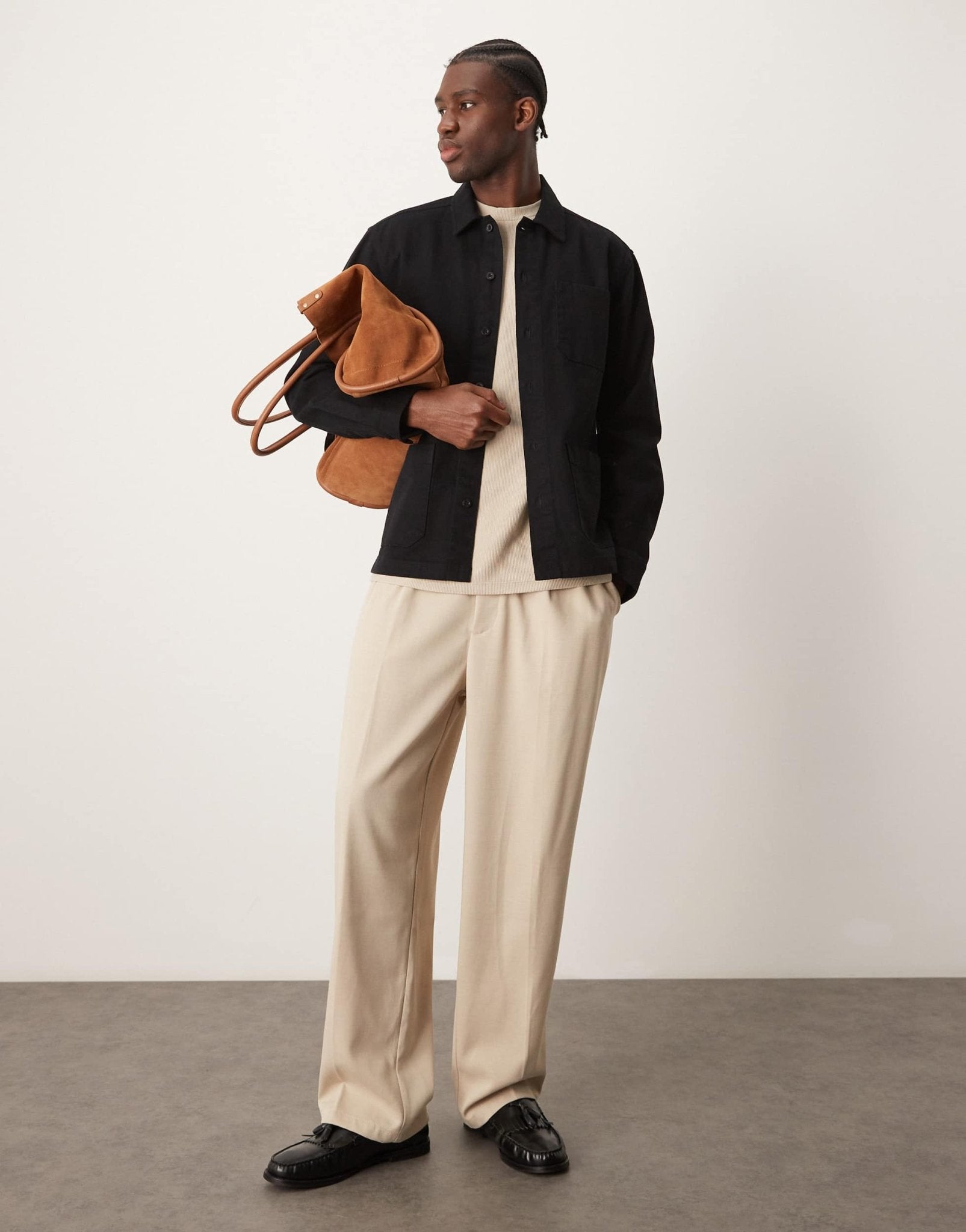 New Look twill overshirt in black - ASOS Sample Sale