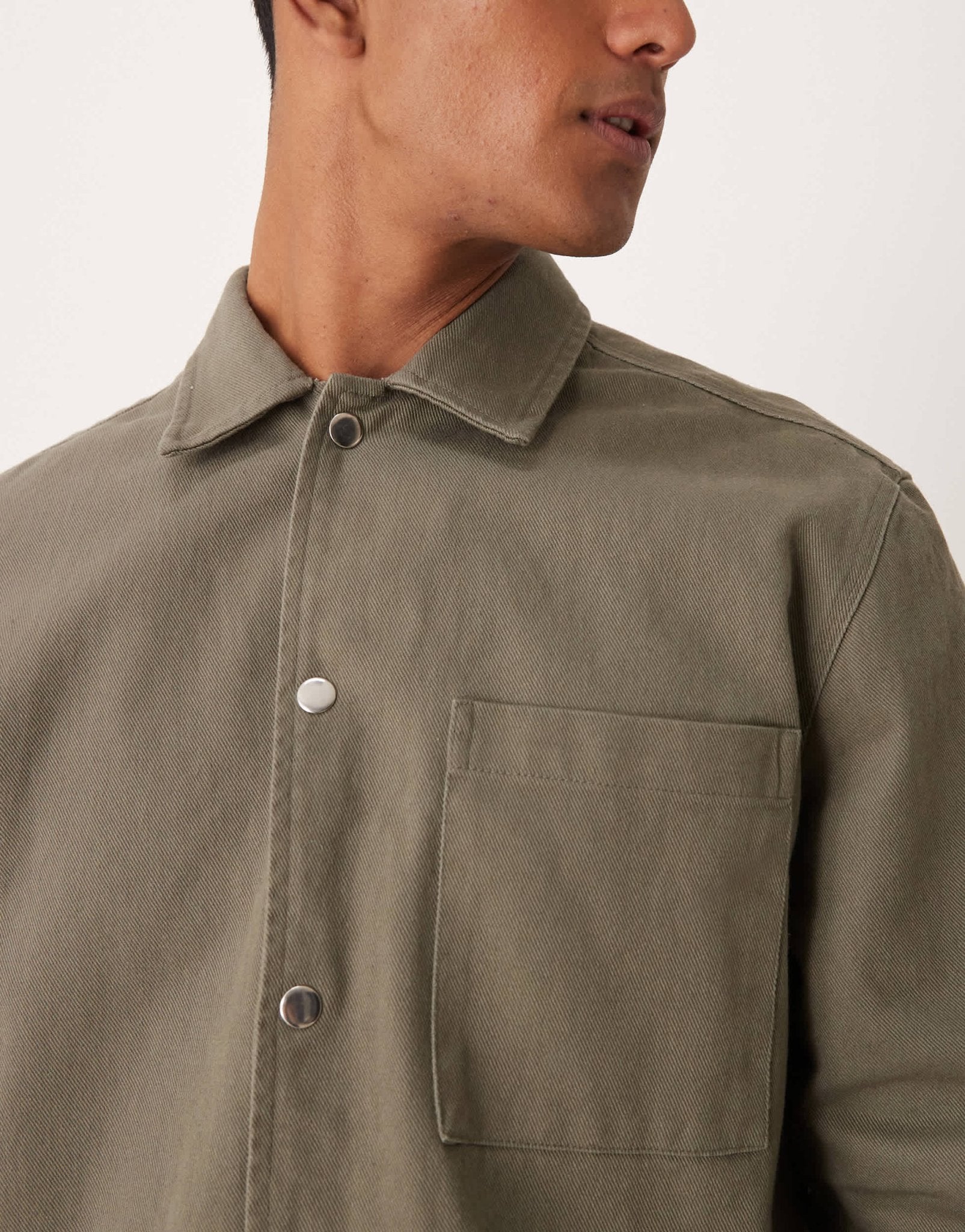 New Look twill overshirt in light khaki - ASOS Sample Sale