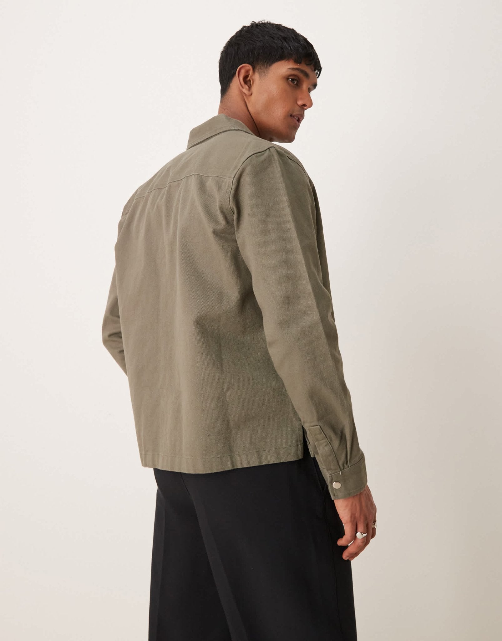 New Look twill overshirt in light khaki - ASOS Sample Sale