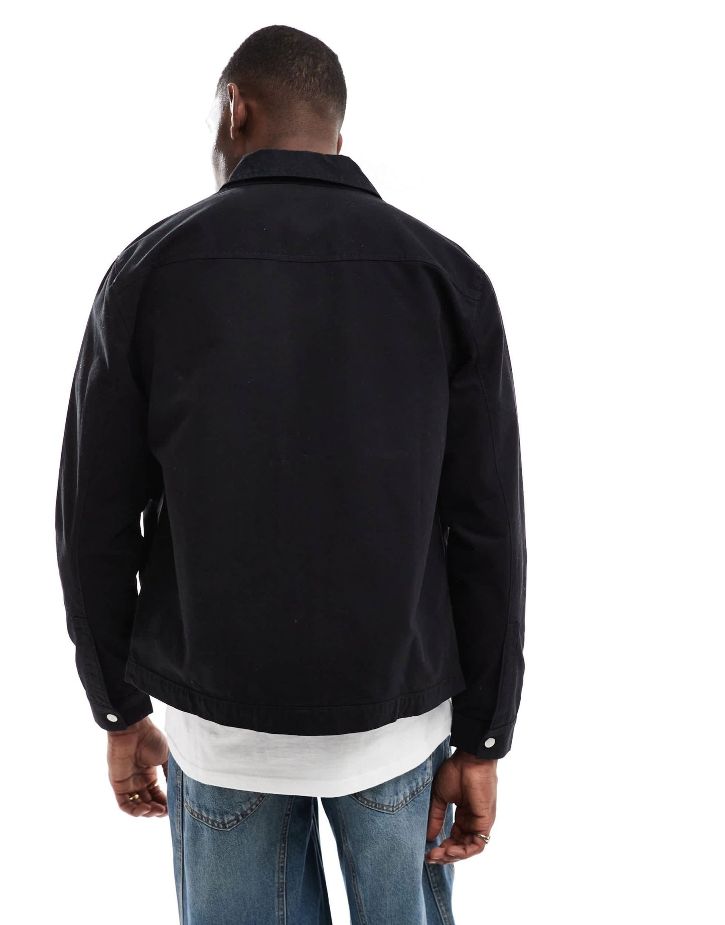 New Look twill zip through jacket in black - ASOS Sample Sale