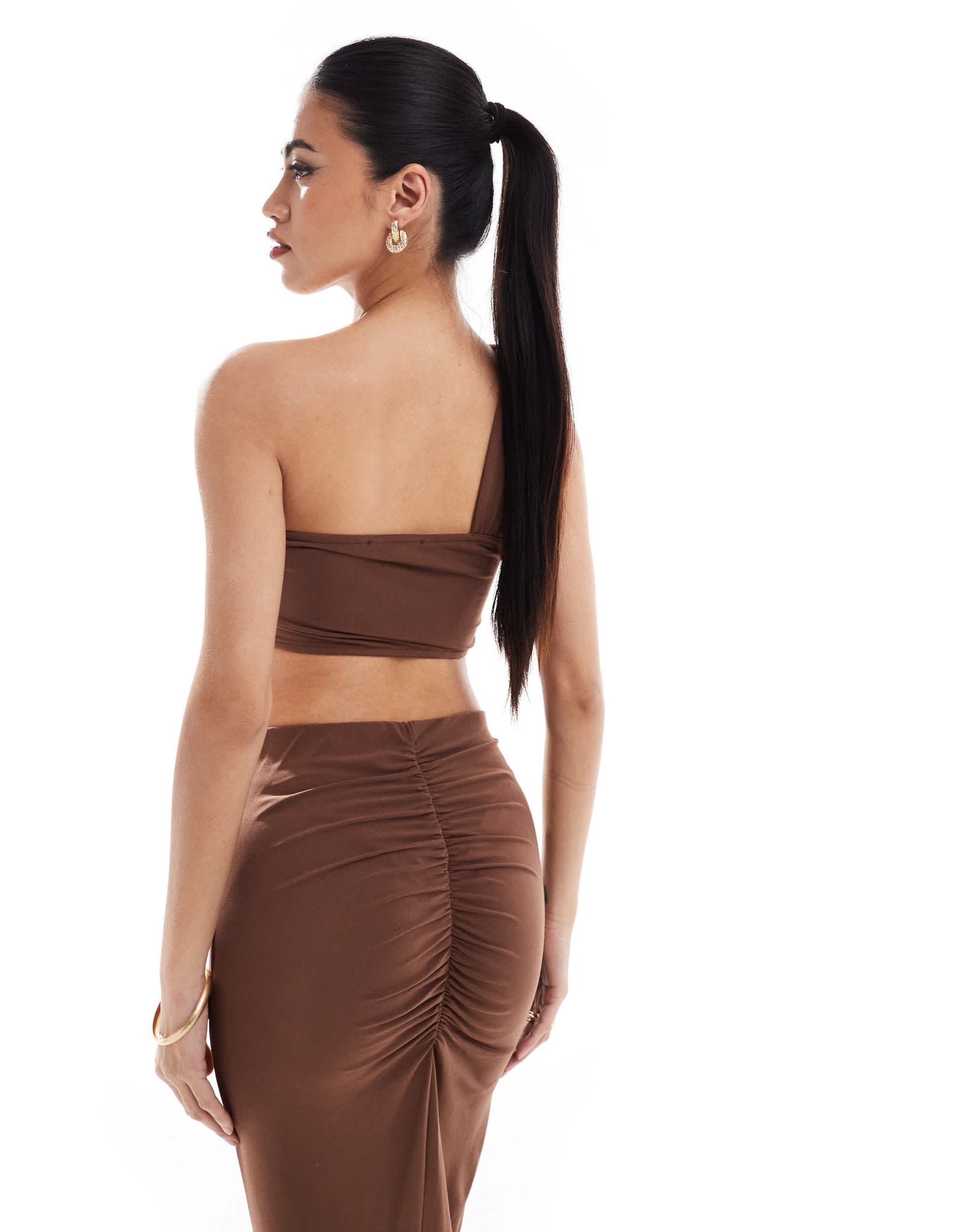 New Look twist tie bust top in dark brown - ASOS Sample Sale