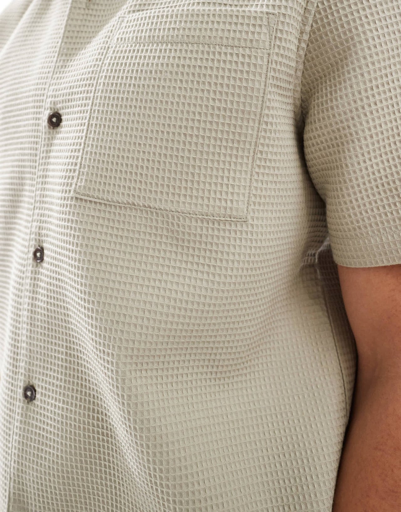 New Look waffle shirt co - ord in stone - ASOS Sample Sale
