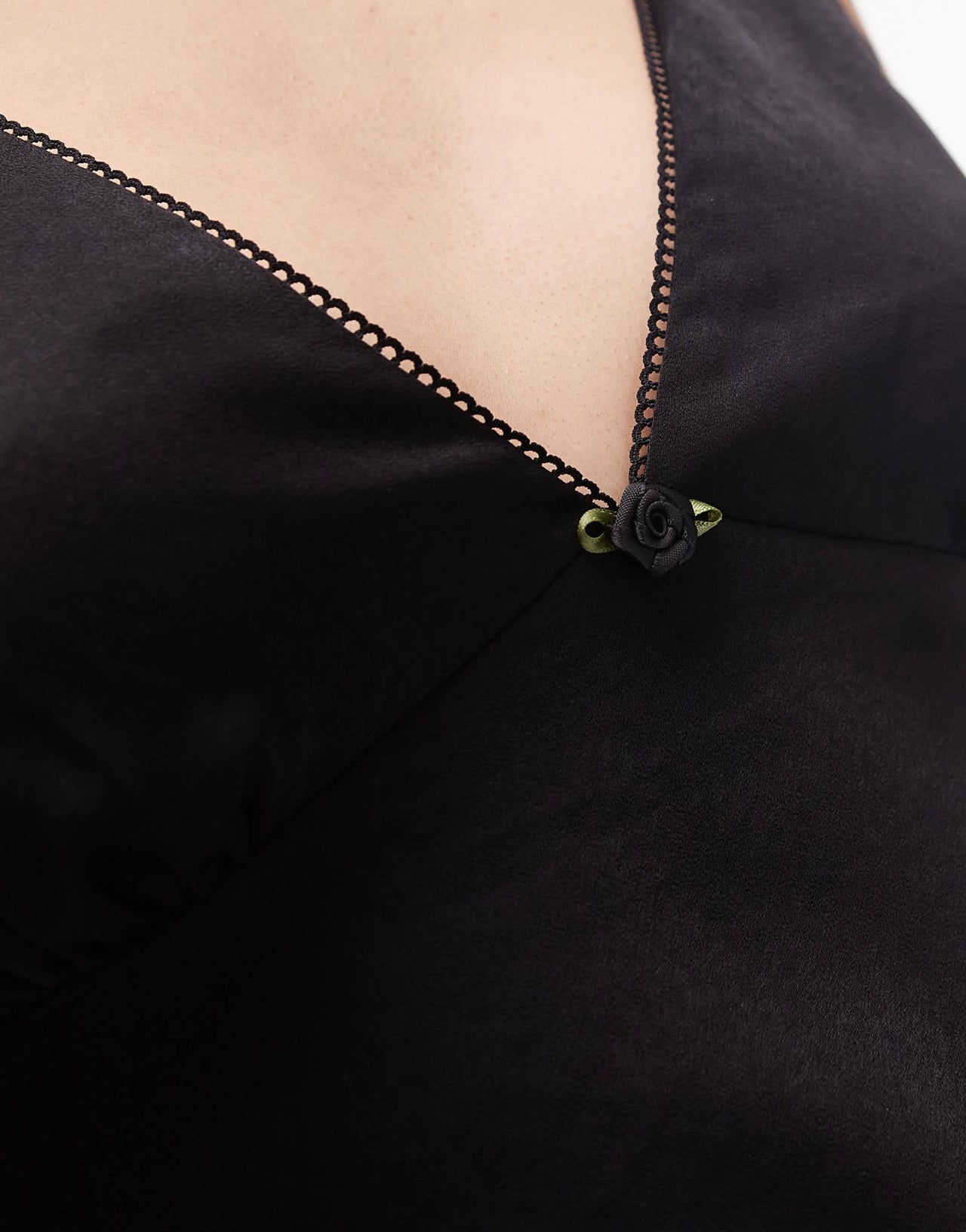 Nia celia rosette plunge satin cami top co - ord in black - ASOS Sample Sale