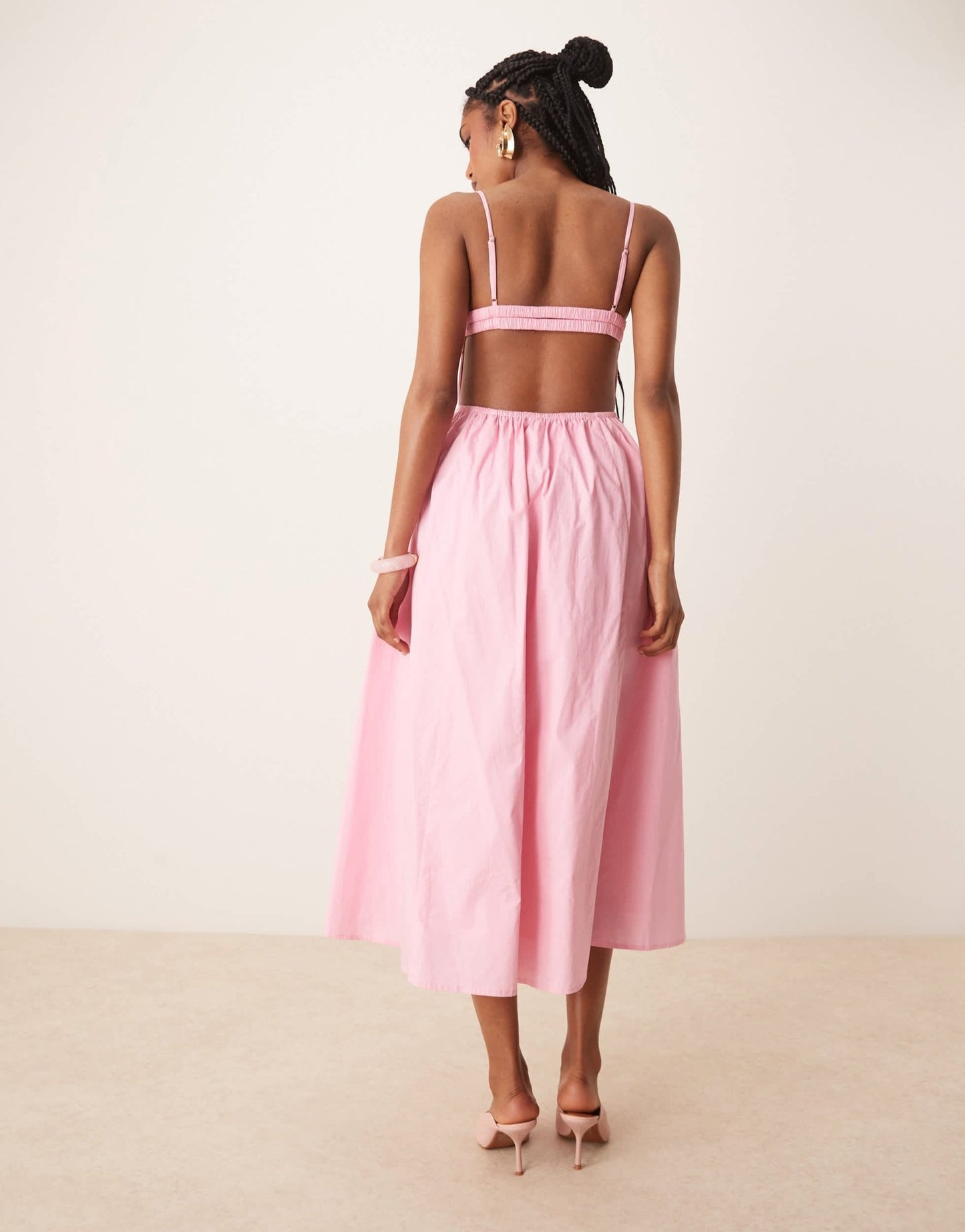Nia destene bustle detail camisole dress in bon bon pink - ASOS Sample Sale