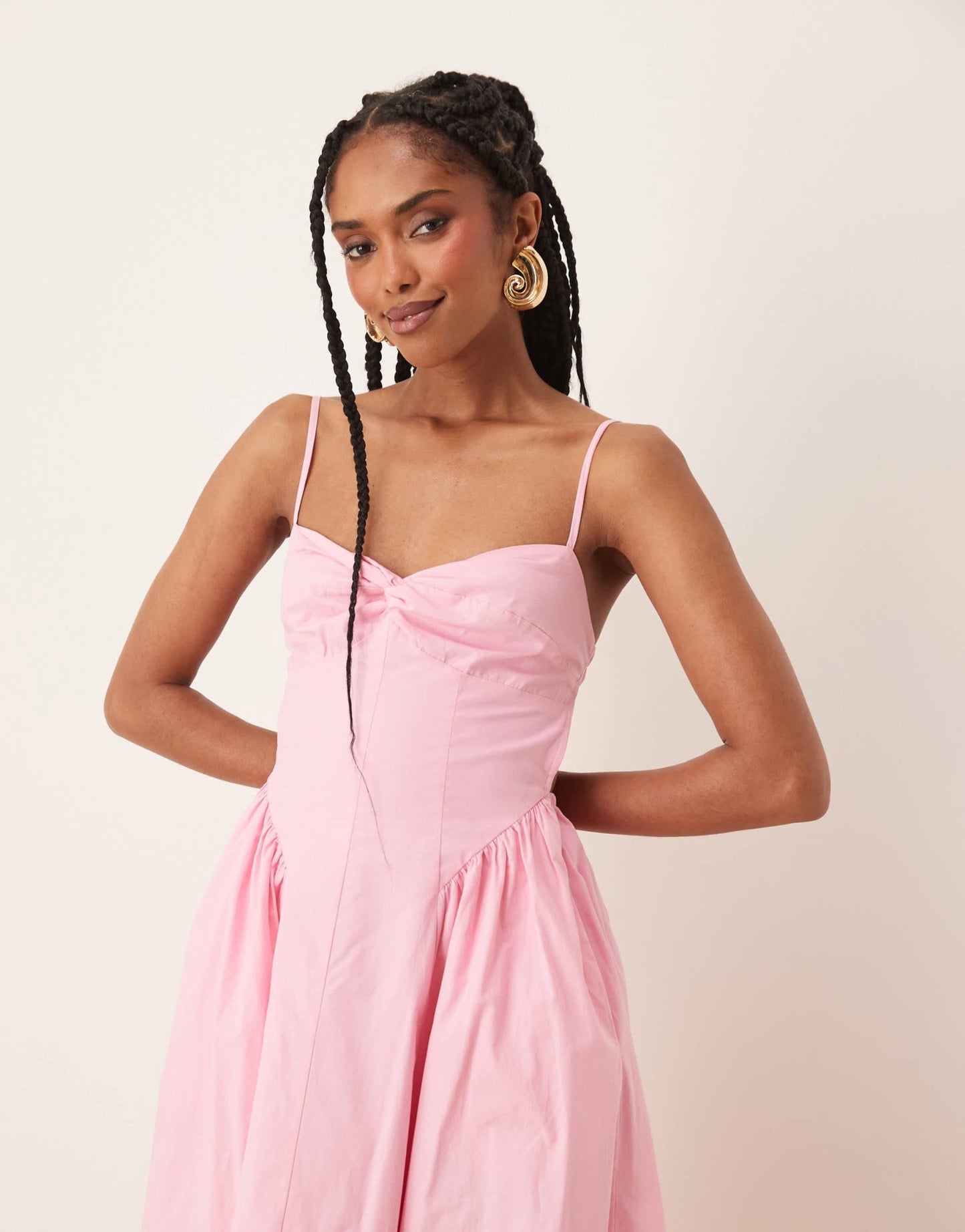 Nia destene bustle detail camisole dress in bon bon pink - ASOS Sample Sale