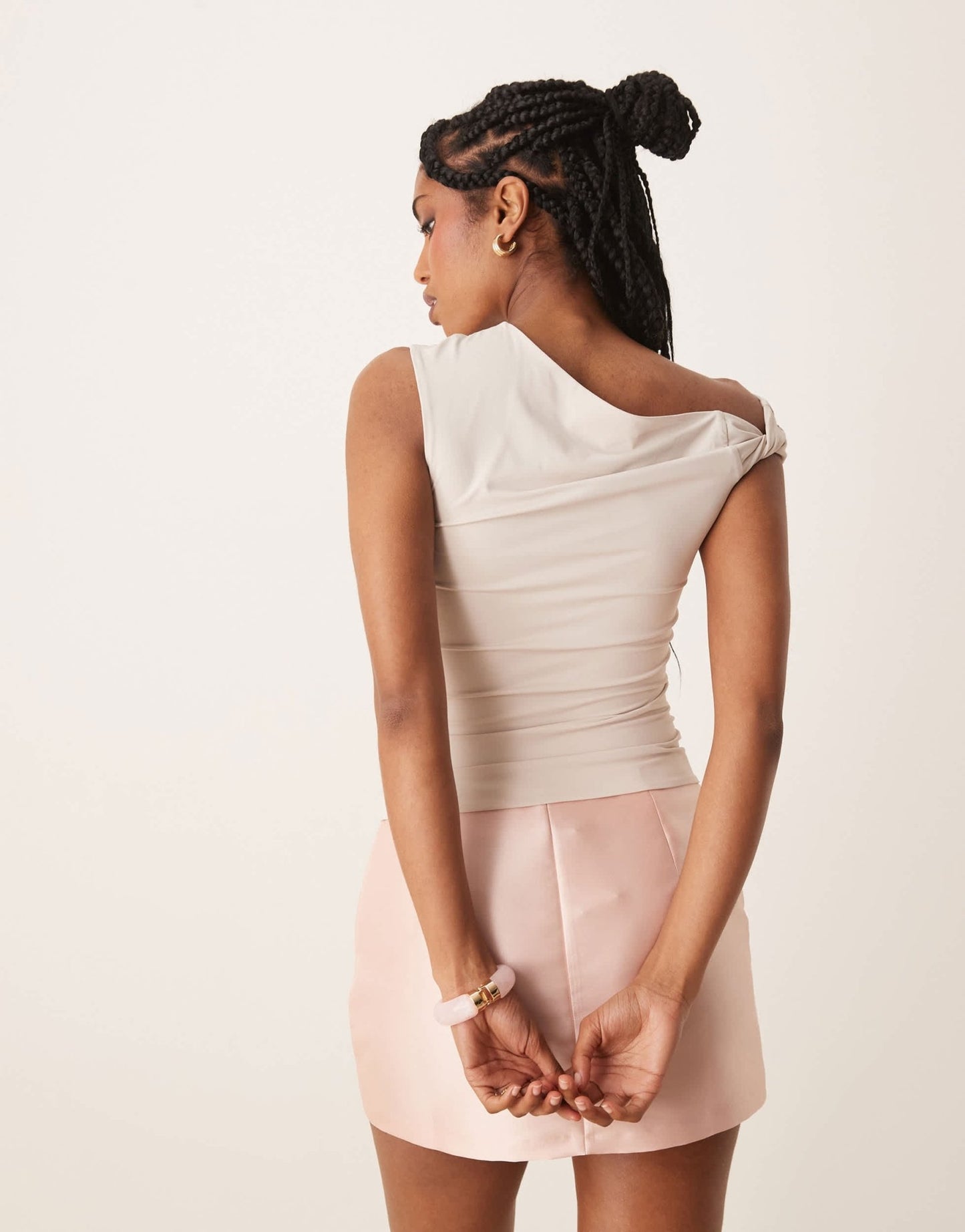 Nia fraise one-shoulder slinky top in stone - ASOS Sample Sale