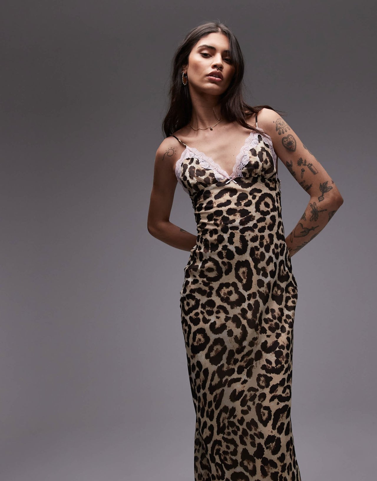 Nia jasmine leaopard print midaxi dress in beige - ASOS Sample Sale