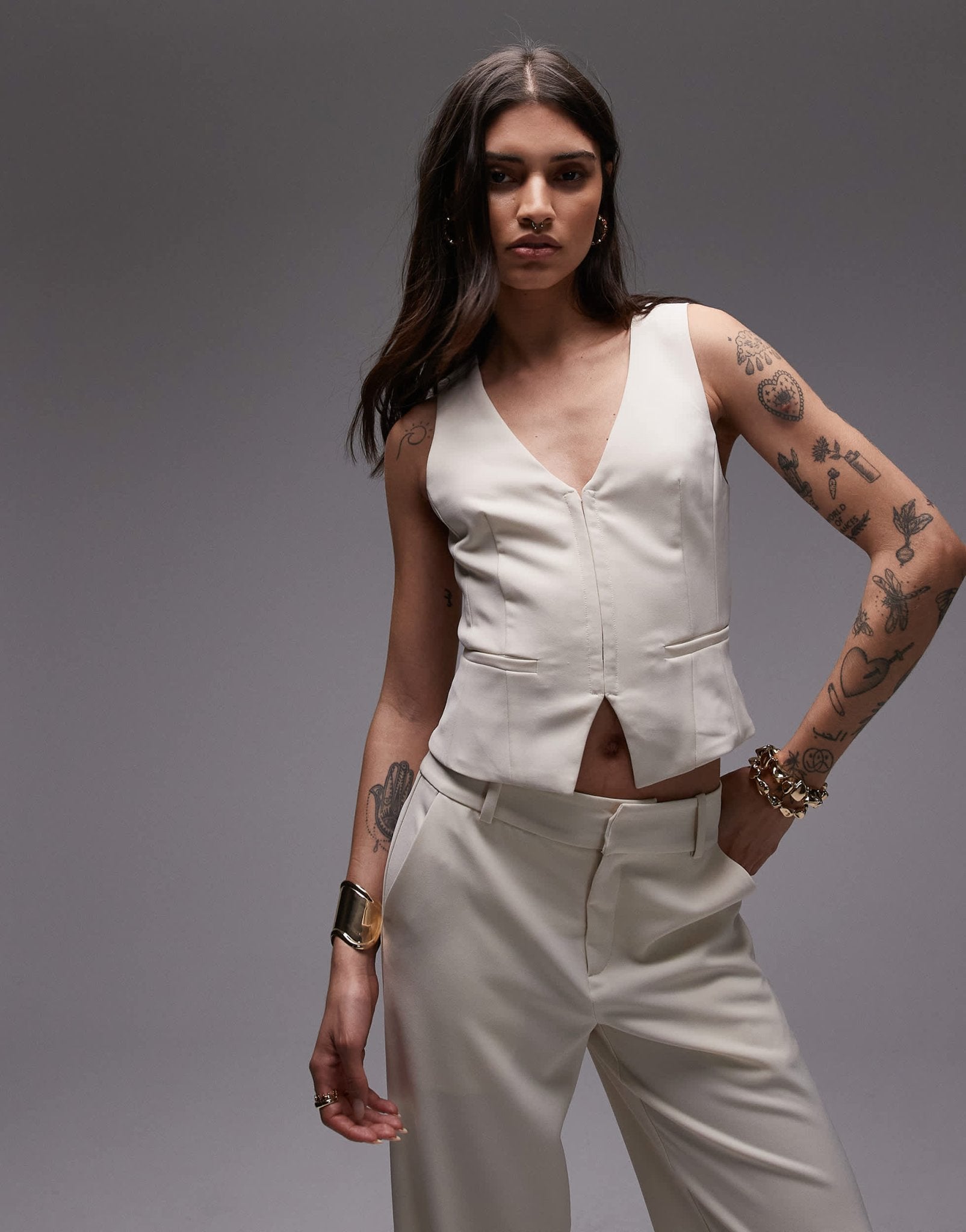 Nia jordan linen waistcoat in birch - ASOS Sample Sale