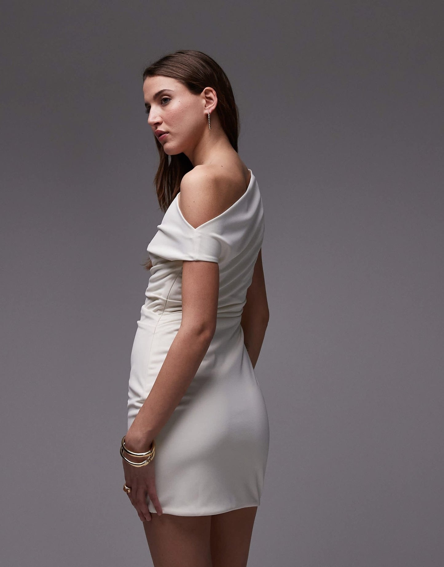 Nia juliette off - shoulder mini dress in ivory - ASOS Sample Sale