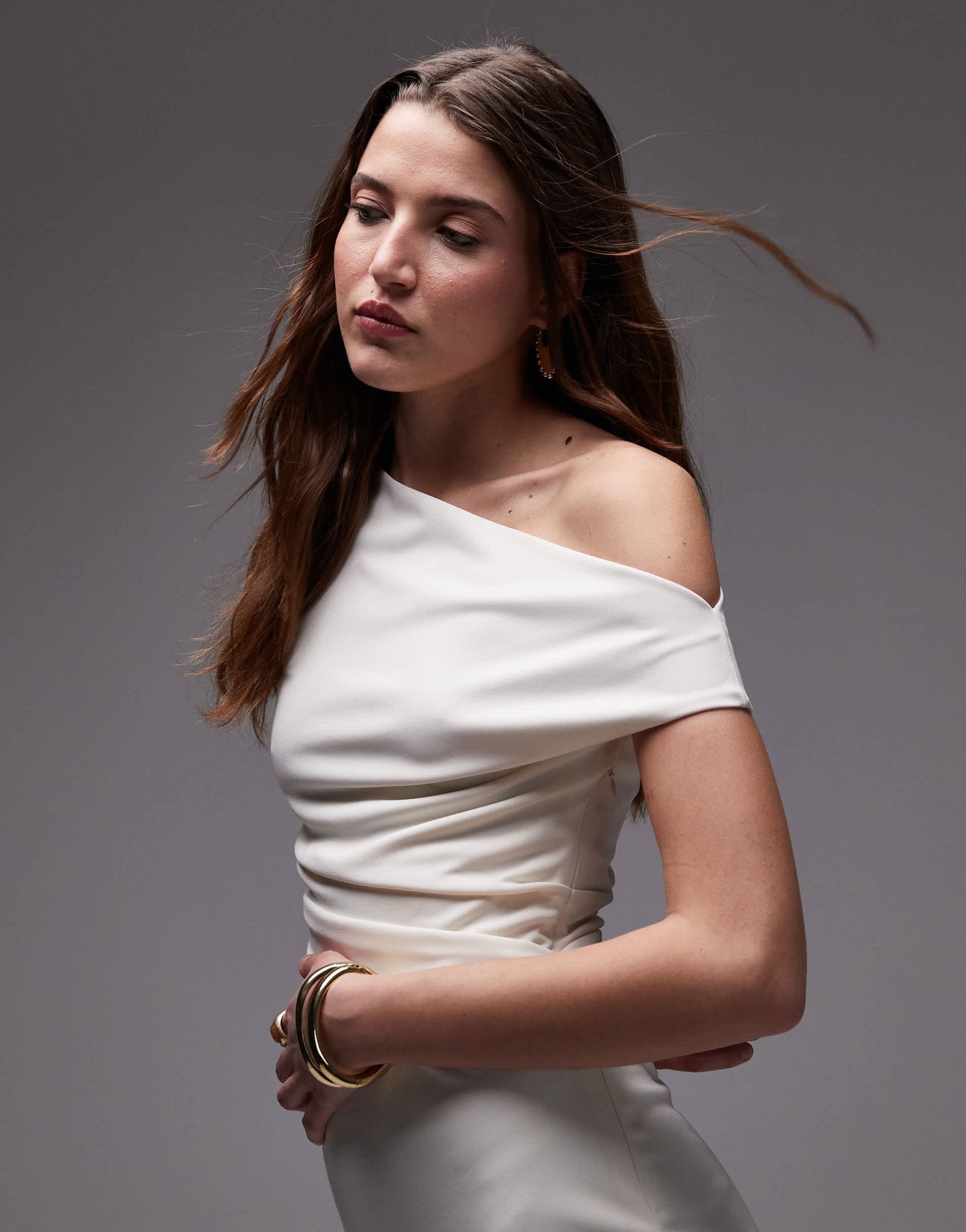 Nia juliette off - shoulder mini dress in ivory - ASOS Sample Sale