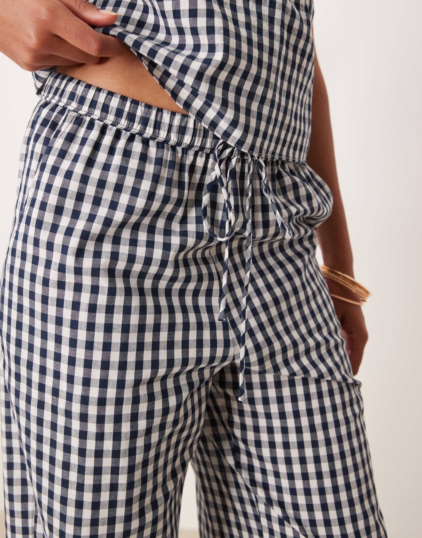 Nia khonny gingham wide leg trousers in navy - ASOS Sample Sale