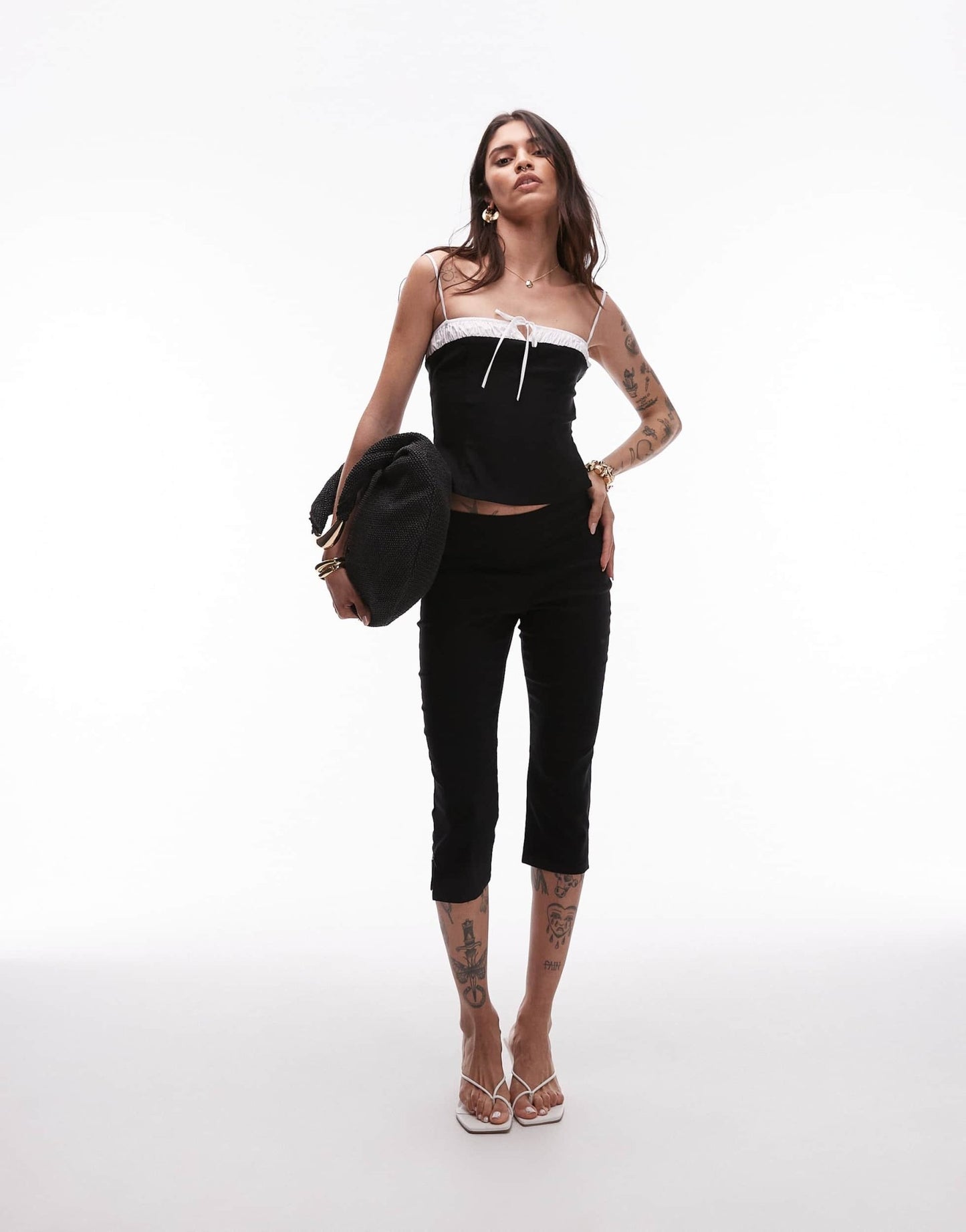 Nia maria bow-detail cami top in black - ASOS Sample Sale