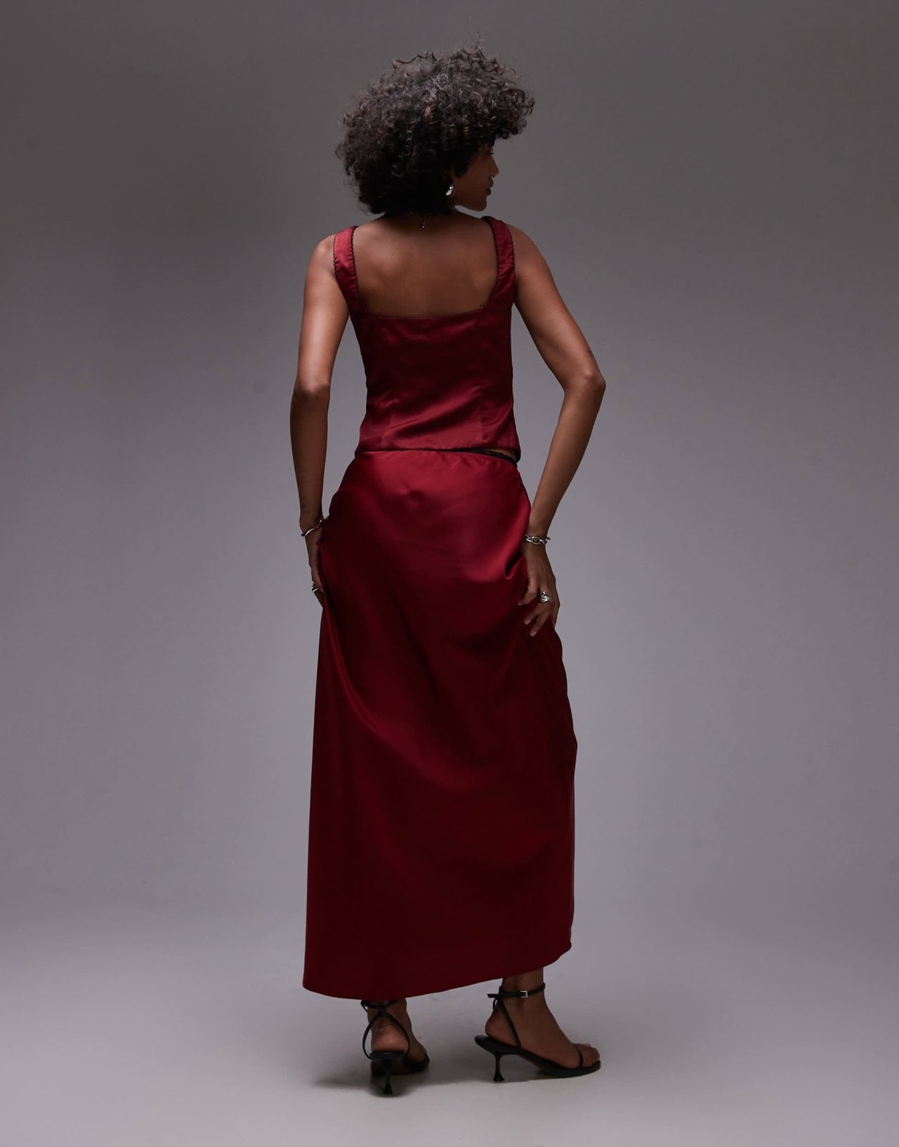 Nia ravello satin maxi skirt co - ord in garnet red - ASOS Sample Sale