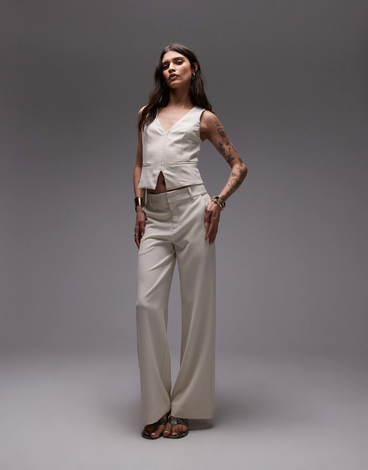 Nia sage linen wide leg trousers in birch - ASOS Sample Sale
