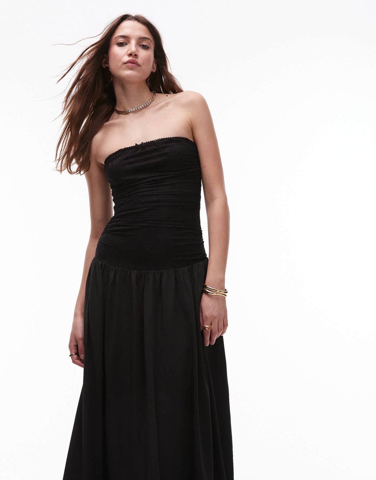 Nia santal slinky bandeau midaxi dress in black - ASOS Sample Sale