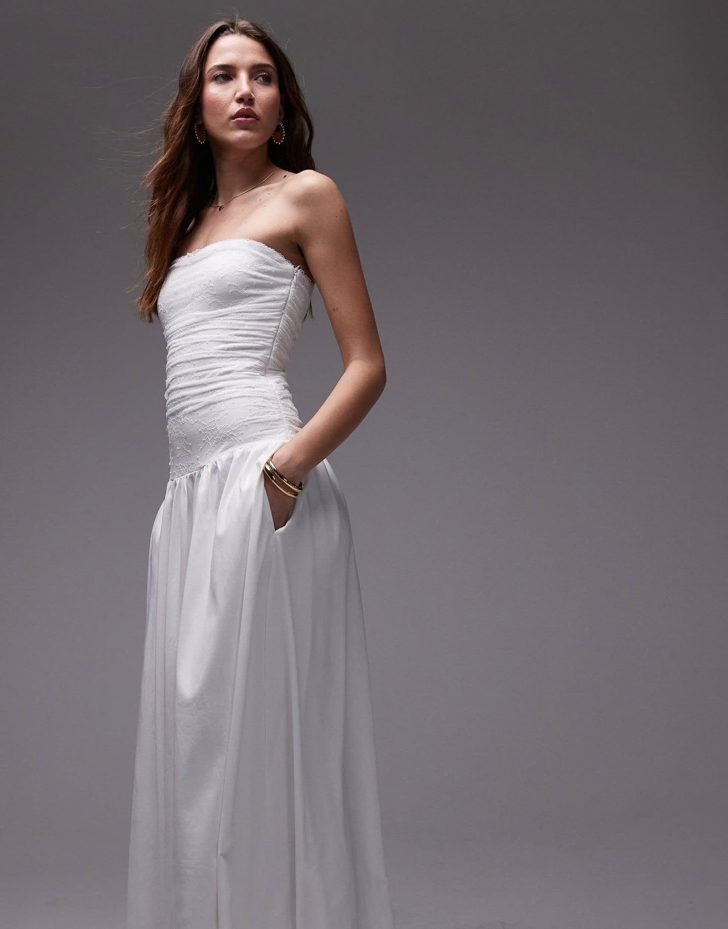 Nia santal slinky bandeau midaxi dress in white - ASOS Sample Sale