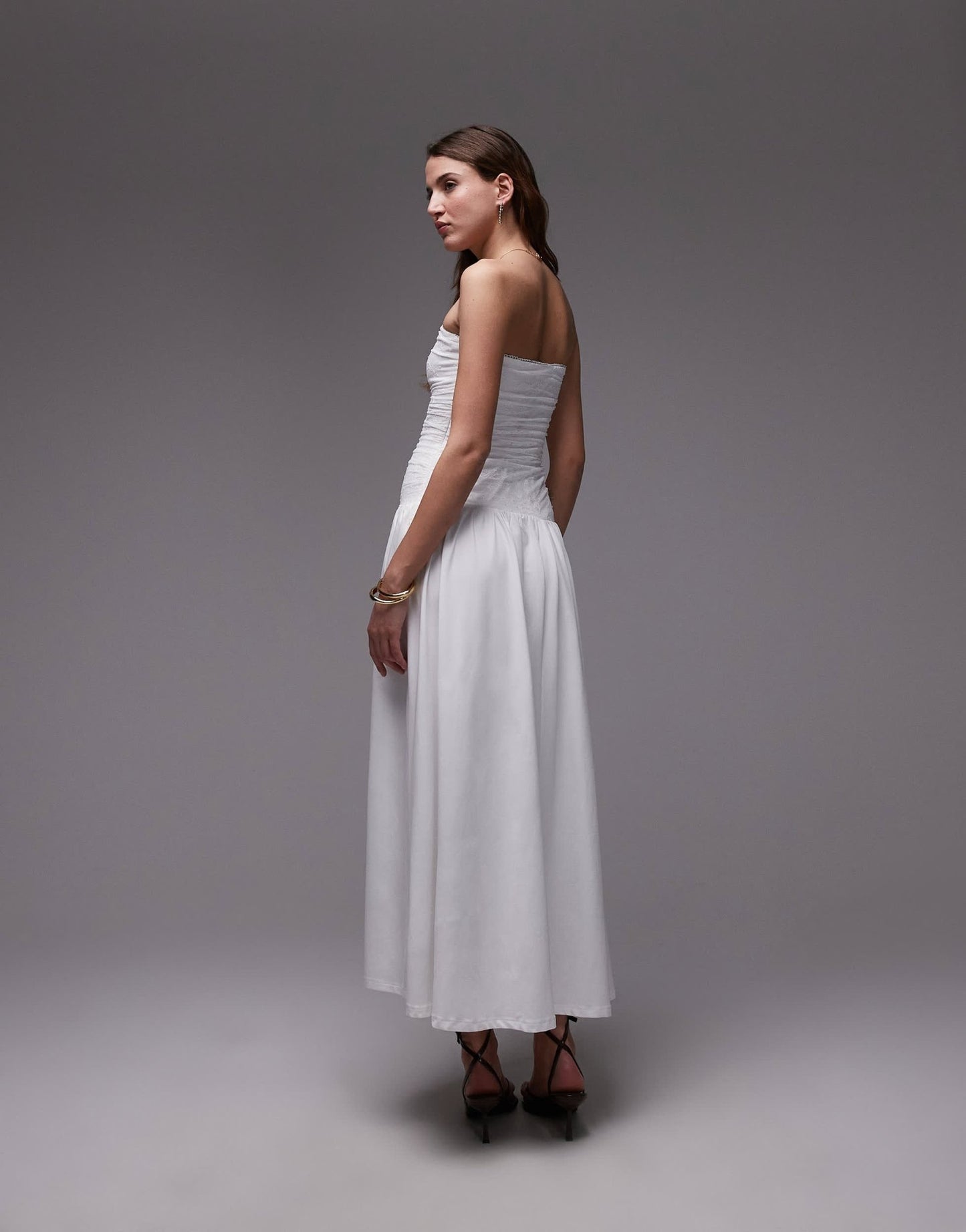 Nia santal slinky bandeau midaxi dress in white - ASOS Sample Sale