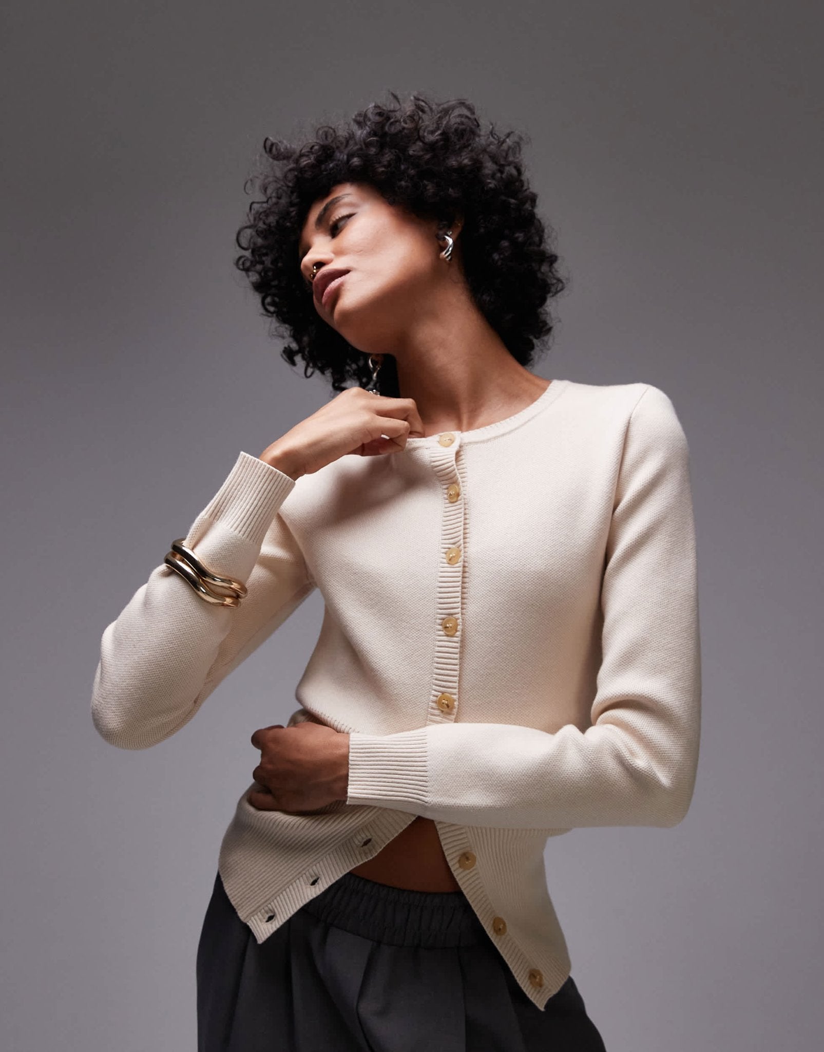 Nia sophia fitted cardigan in ecru - ASOS Sample Sale