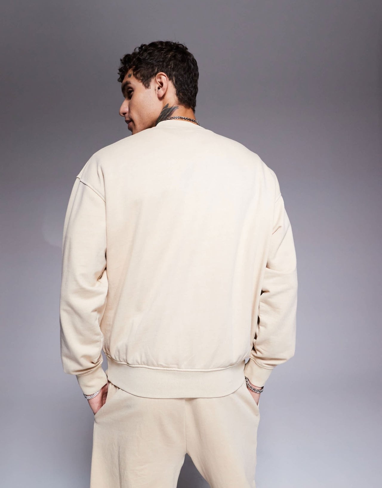 Nicce co - ord logo washed crew neck sweat in beige - ASOS Sample Sale