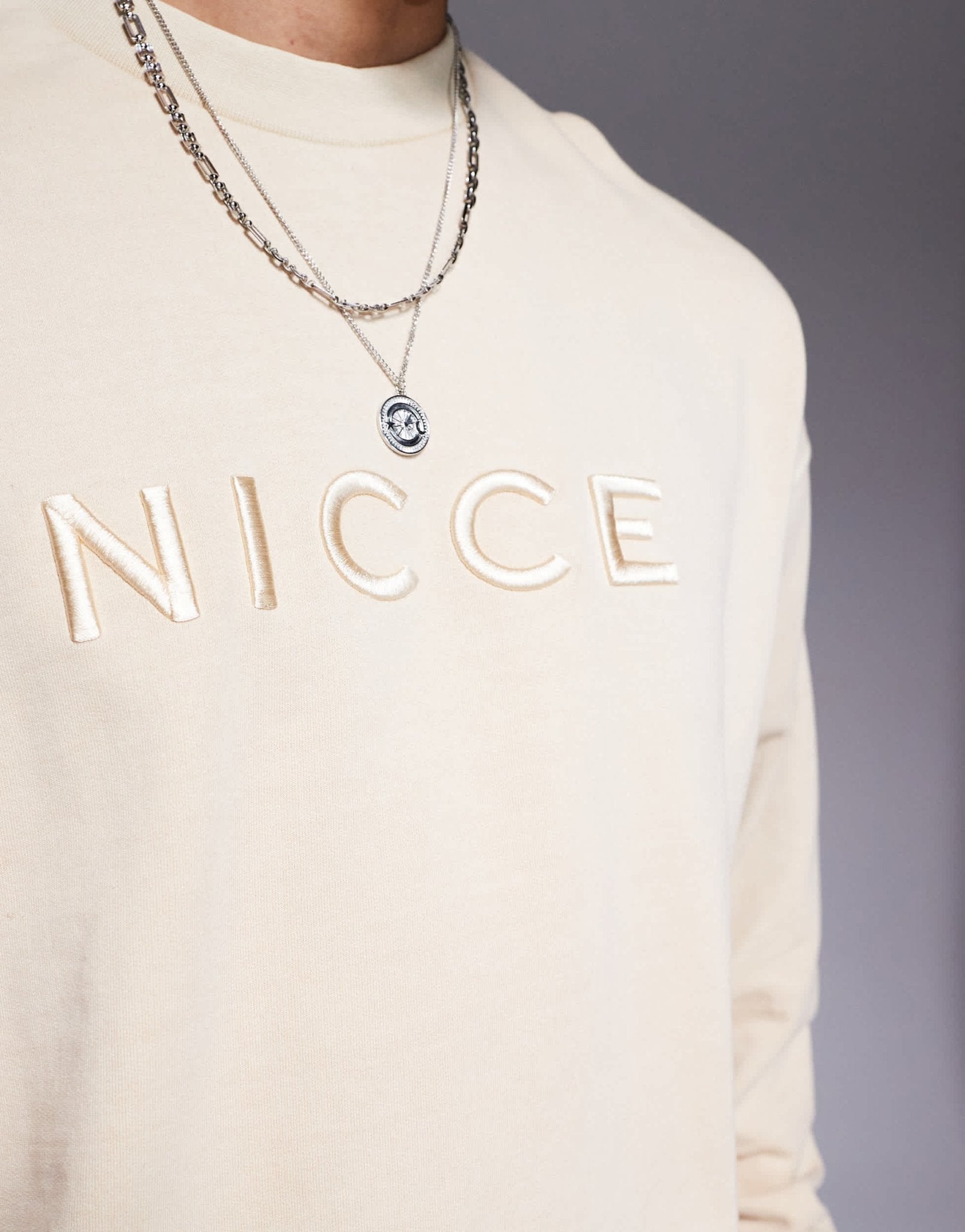 Nicce co - ord logo washed crew neck sweat in beige - ASOS Sample Sale