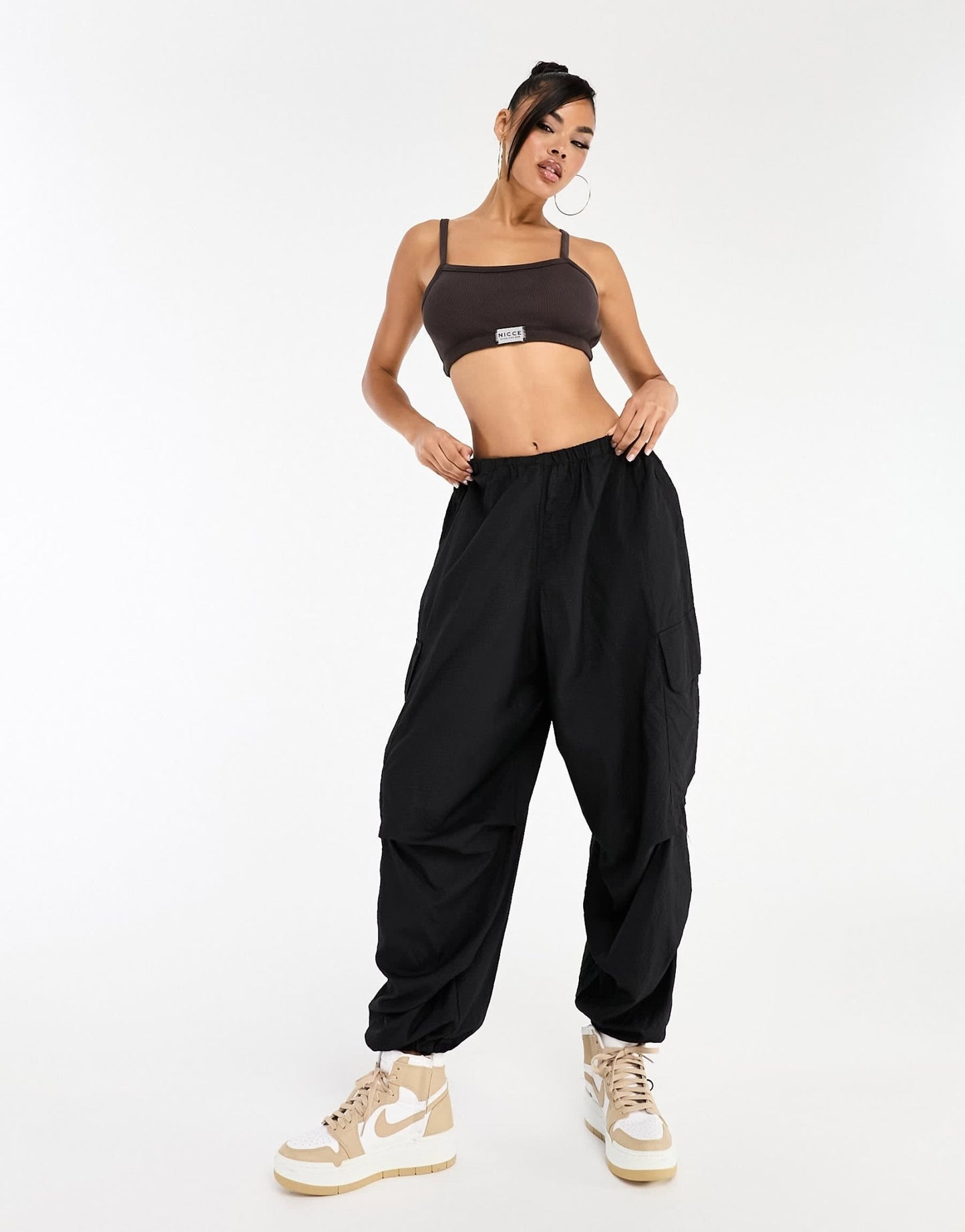 Nicce kira co - ord waffle crop tank top in charcoal grey - ASOS Sample Sale