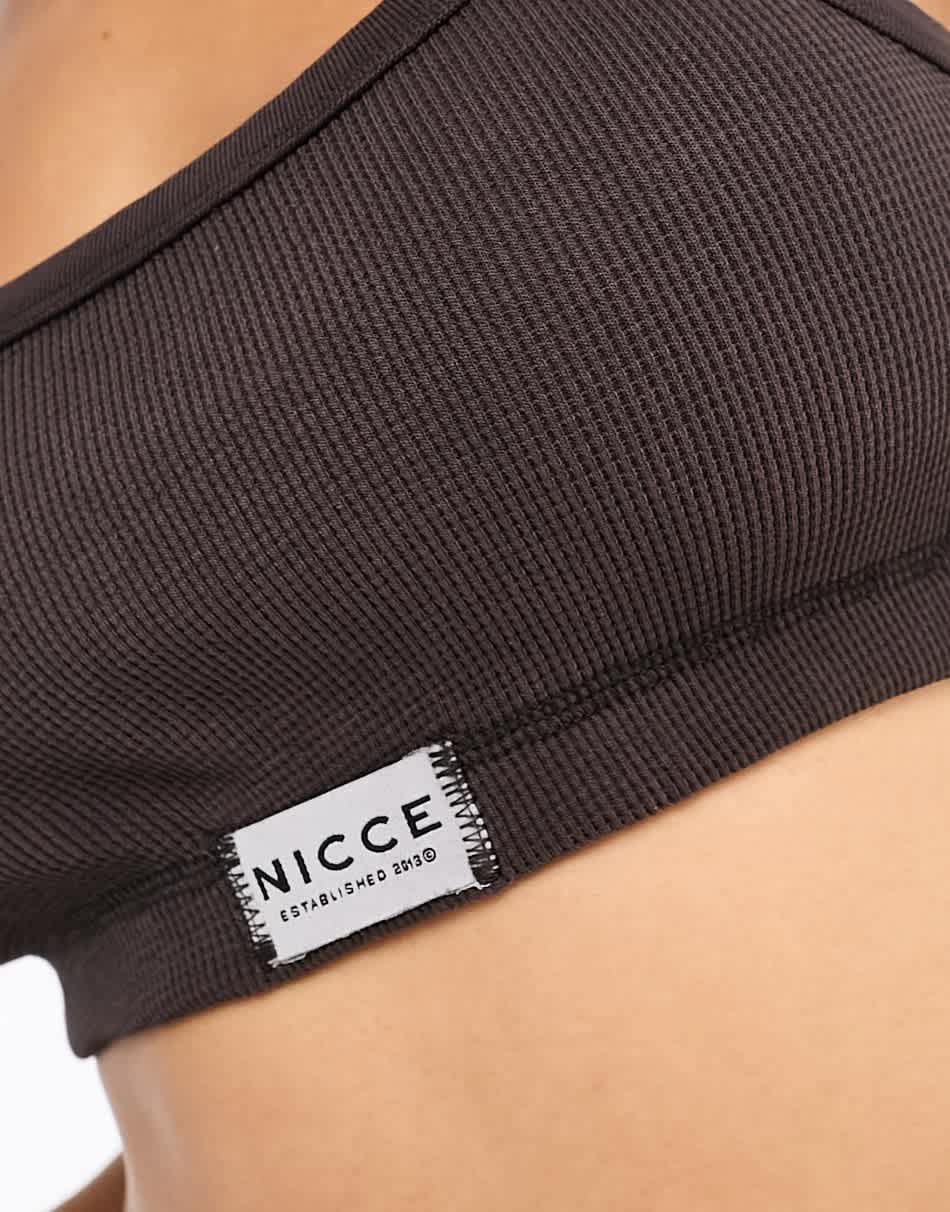 Nicce kira co - ord waffle crop tank top in charcoal grey - ASOS Sample Sale