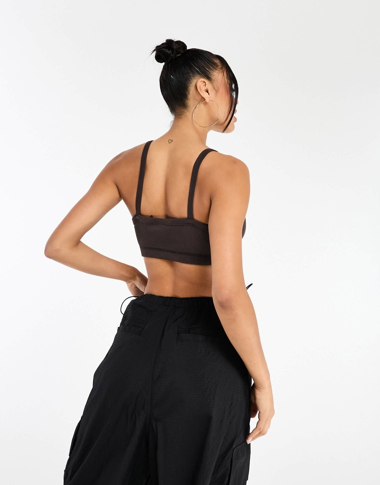Nicce kira co - ord waffle crop tank top in charcoal grey - ASOS Sample Sale