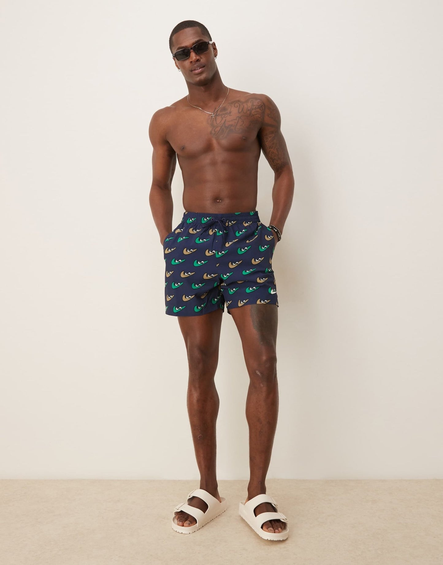 Nike 5 inch Volley multi print swim shorts in navy - ASOS Sample Sale