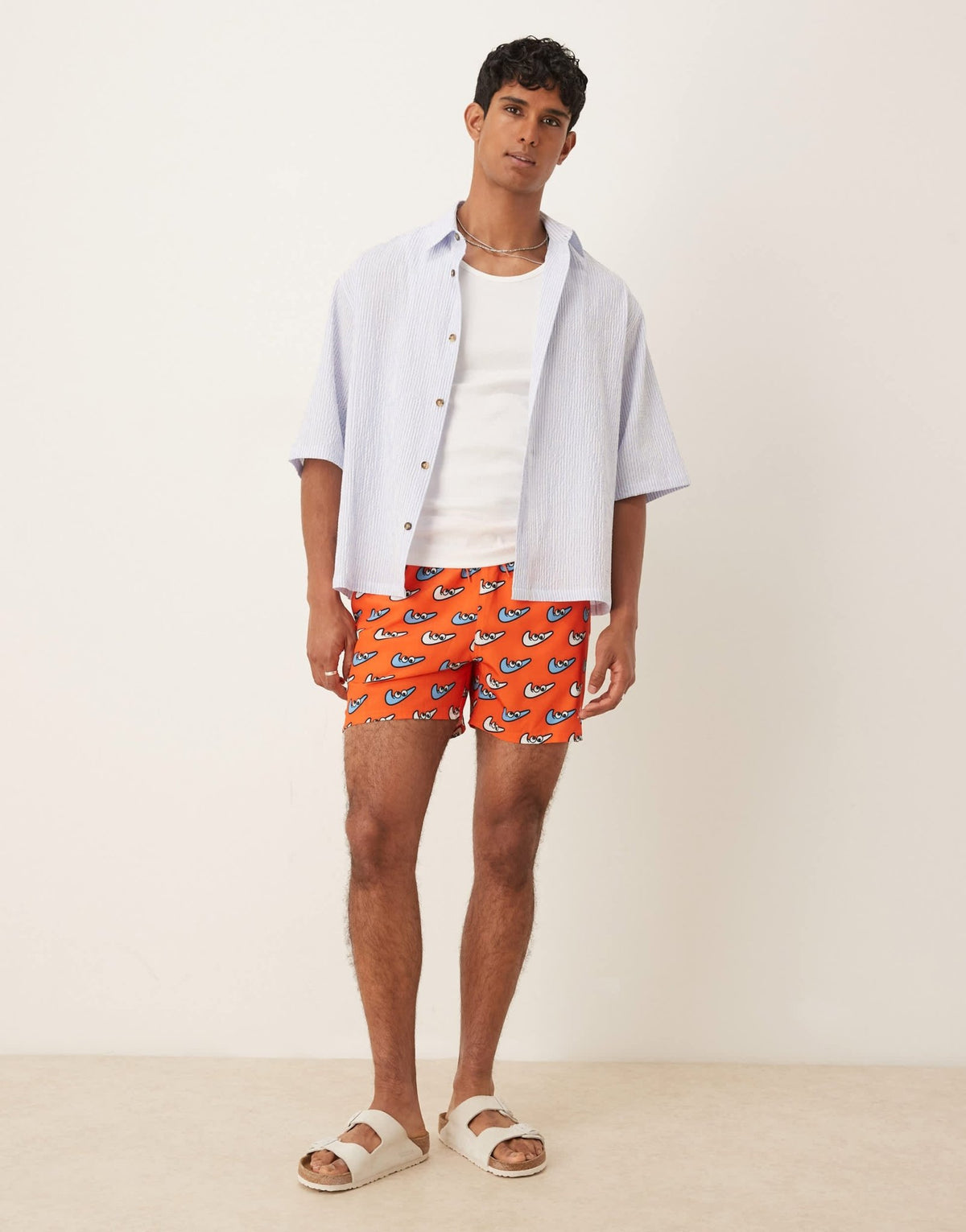Nike 5 inch Volley multi print swim shorts in orange - ASOS Sample Sale